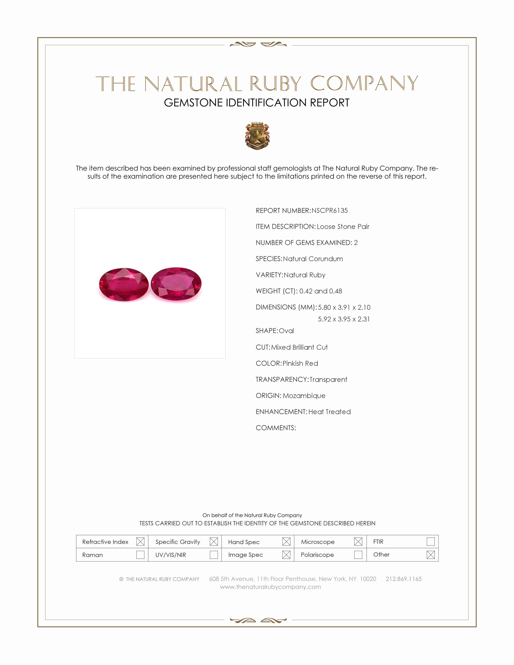0.90 Ct.Tw. Pinkish Red Ruby Pair from Mozambique