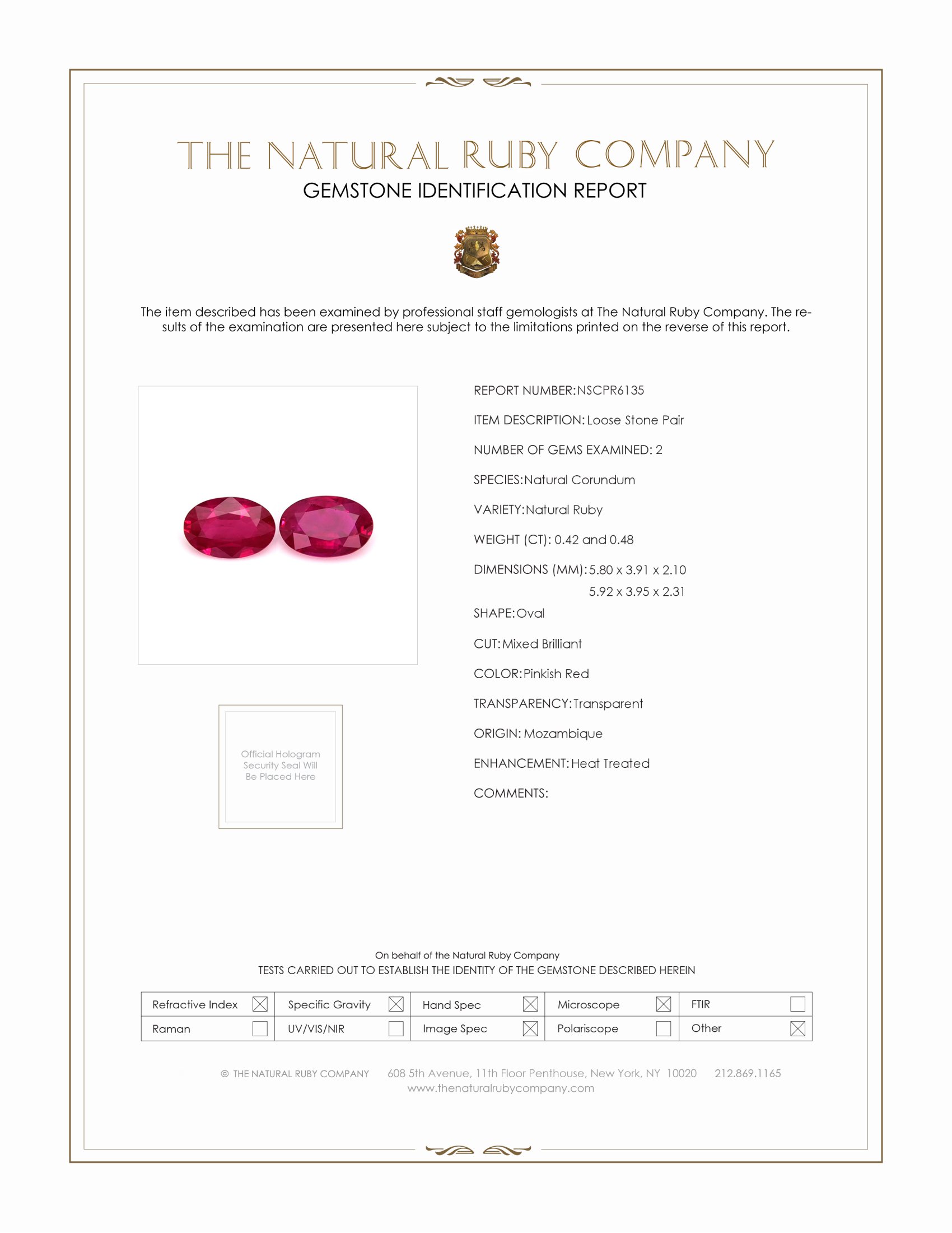 0.90 Ct.Tw. Ruby Pair from Mozambique