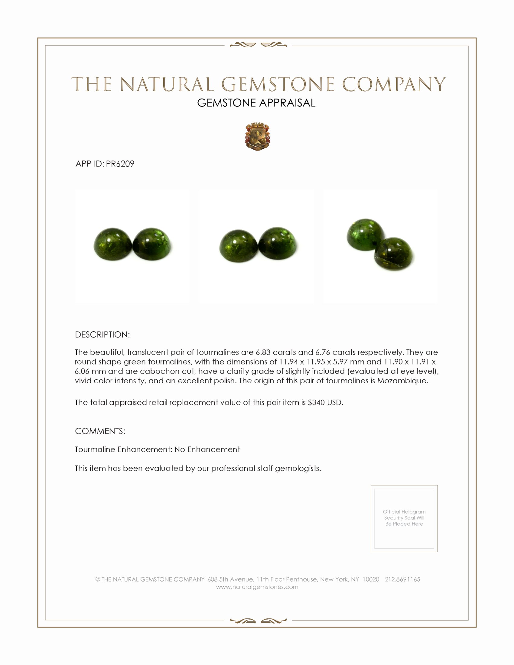 13.59 Ct.Tw. Cabochon Tourmaline Pair from Mozambique