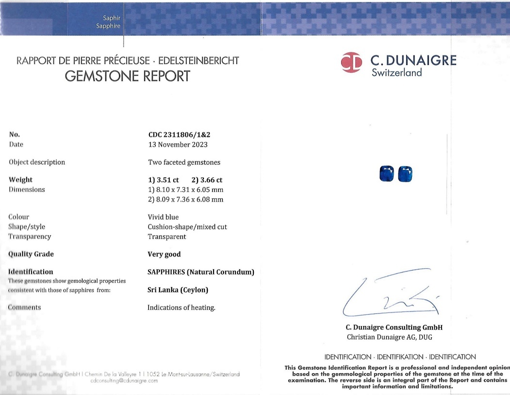 7.18 Ct.Tw. Blue Sapphire Pair from Ceylon (Sri Lanka)