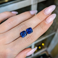 7.18&nbsp;Ct.Tw.Total Carat Weight Blue Sapphire Pair from Ceylon (Sri Lanka) Life Style