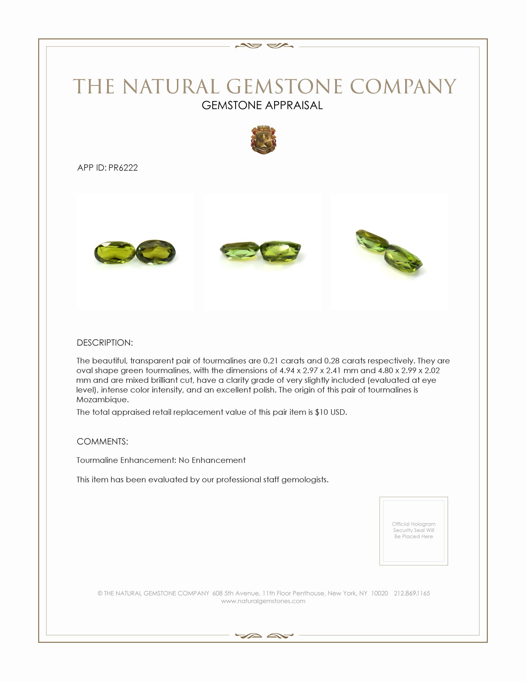 0.49 Ct.Tw. Tourmaline Pair from Mozambique