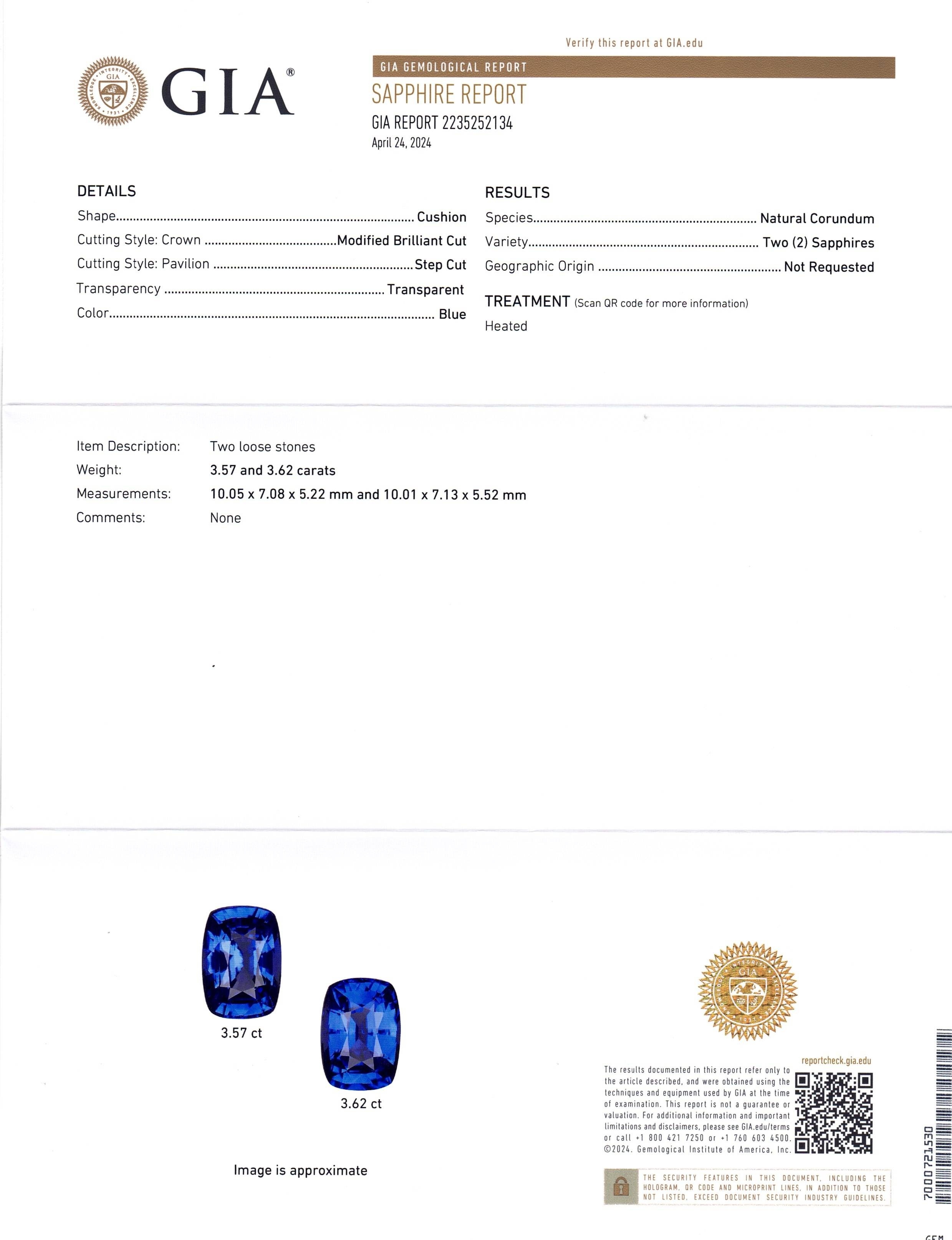 7.19 Ct.Tw. Blue Sapphire Pair from Ceylon (Sri Lanka)