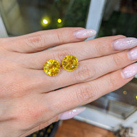 13.81&nbsp;Ct.Tw.Total Carat Weight Yellow Sapphire Pair from Ceylon (Sri Lanka) Life Style