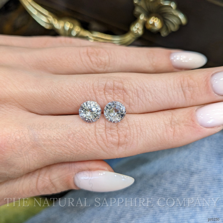 4.51 Ct.Tw. White Sapphire Pair from Ceylon (Sri Lanka)