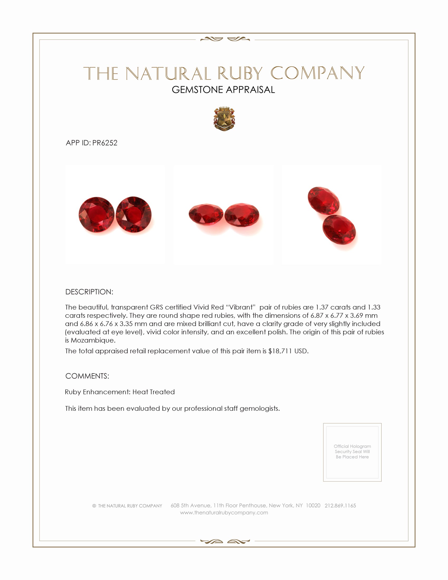 2.70 Ct.Tw. Ruby Pair from Mozambique