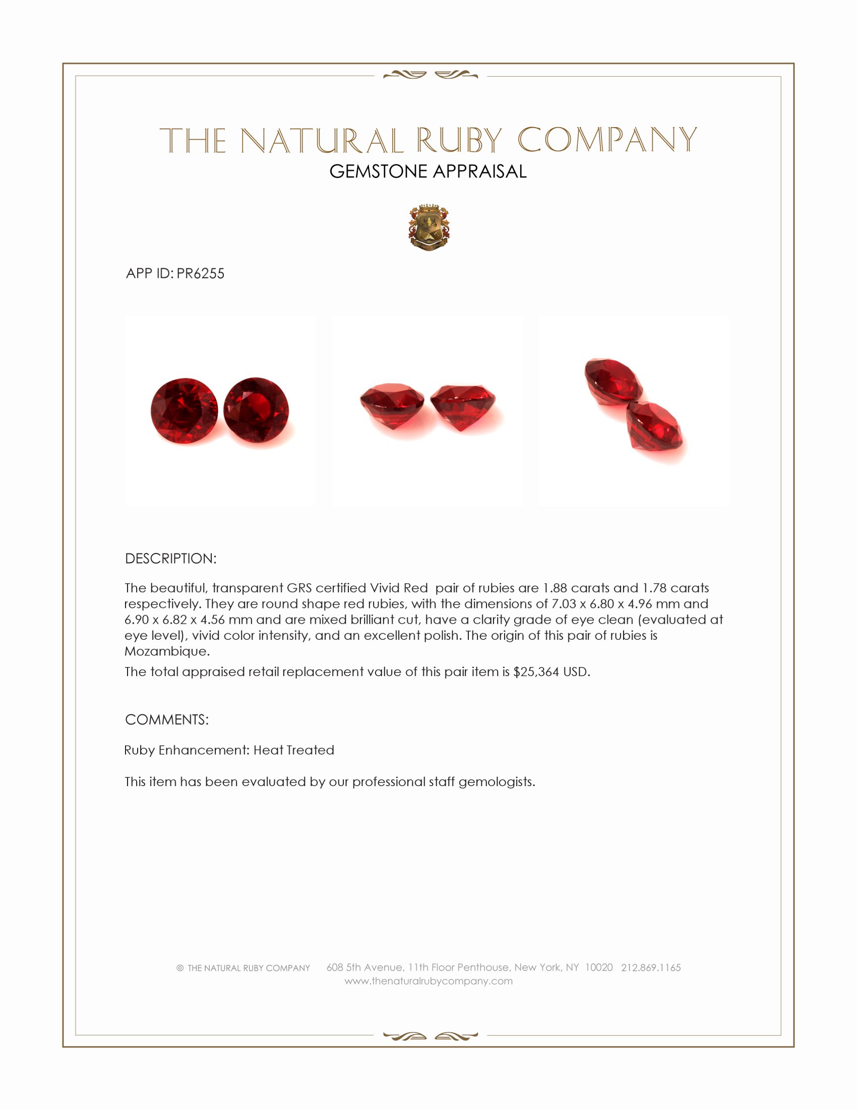 3.66 Ct.Tw. Ruby Pair from Mozambique