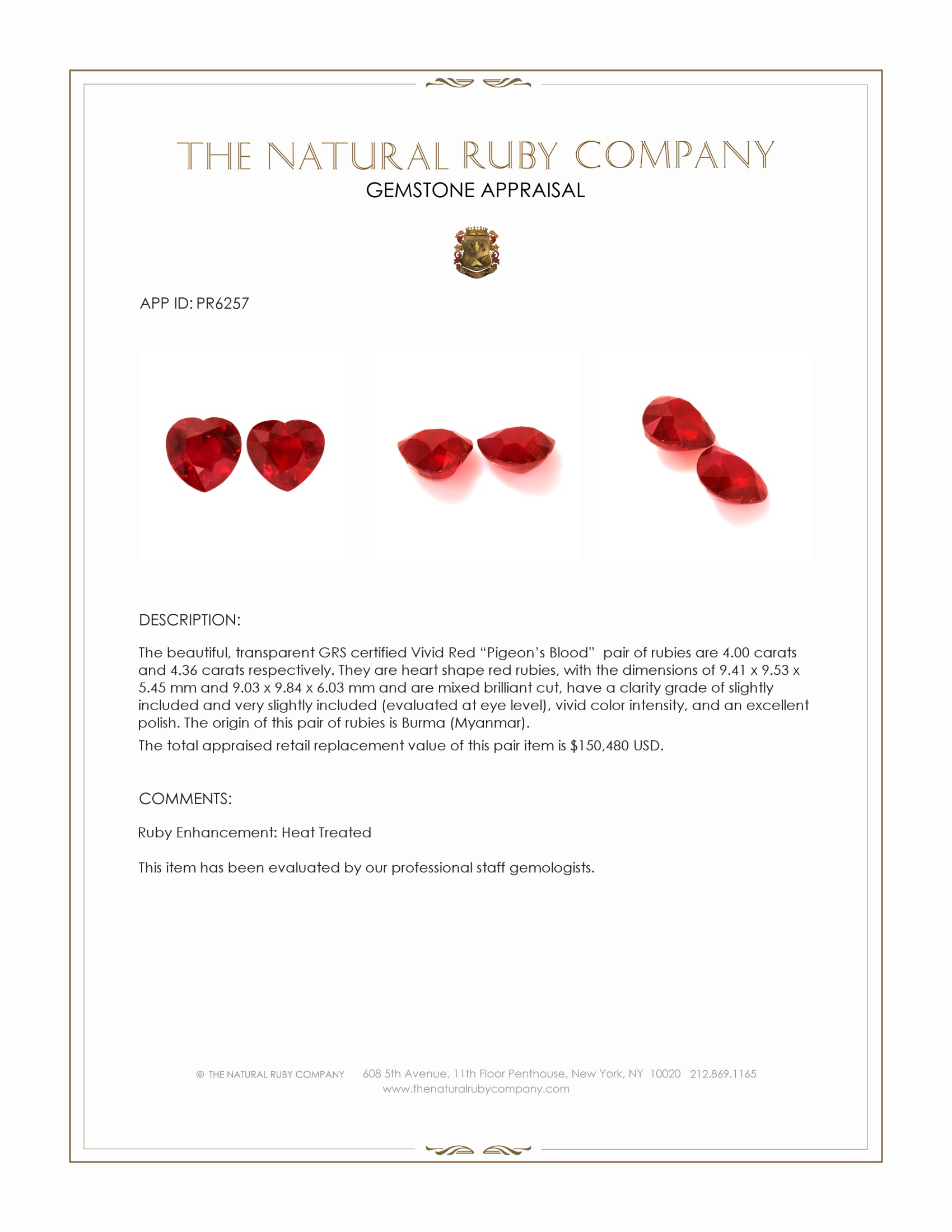 8.36 Ct.Tw. Ruby Pair from Burma (Myanmar)