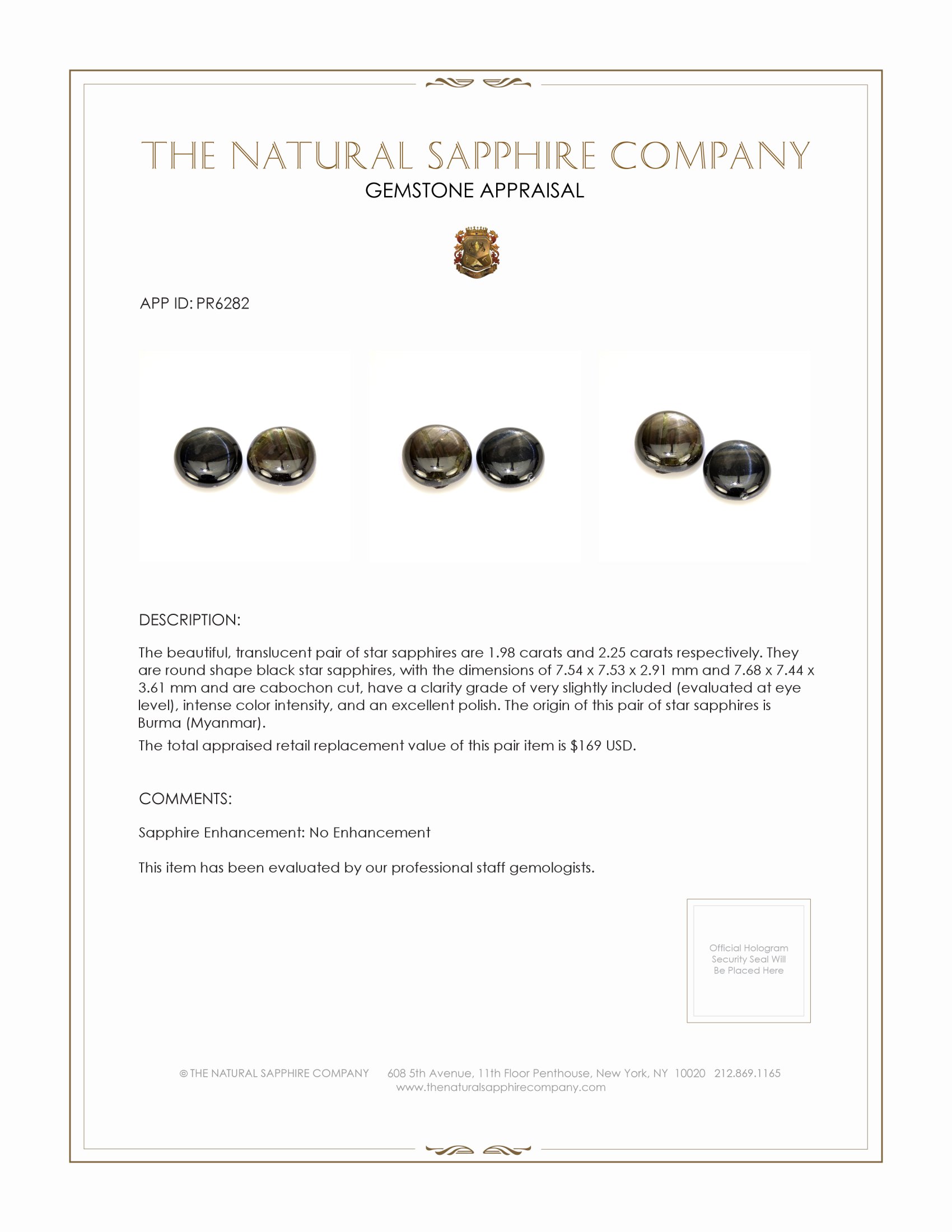 4.23 Ct.Tw. Black Star Sapphire Pair from Burma (Myanmar)