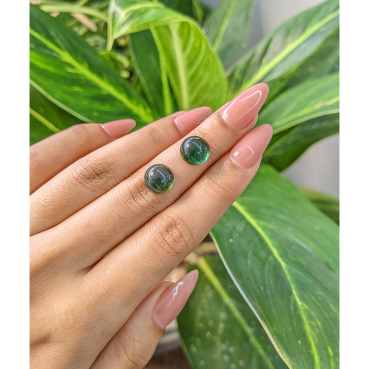 9.58 Ct.Tw. Cabochon Tourmaline Pair from Mozambique