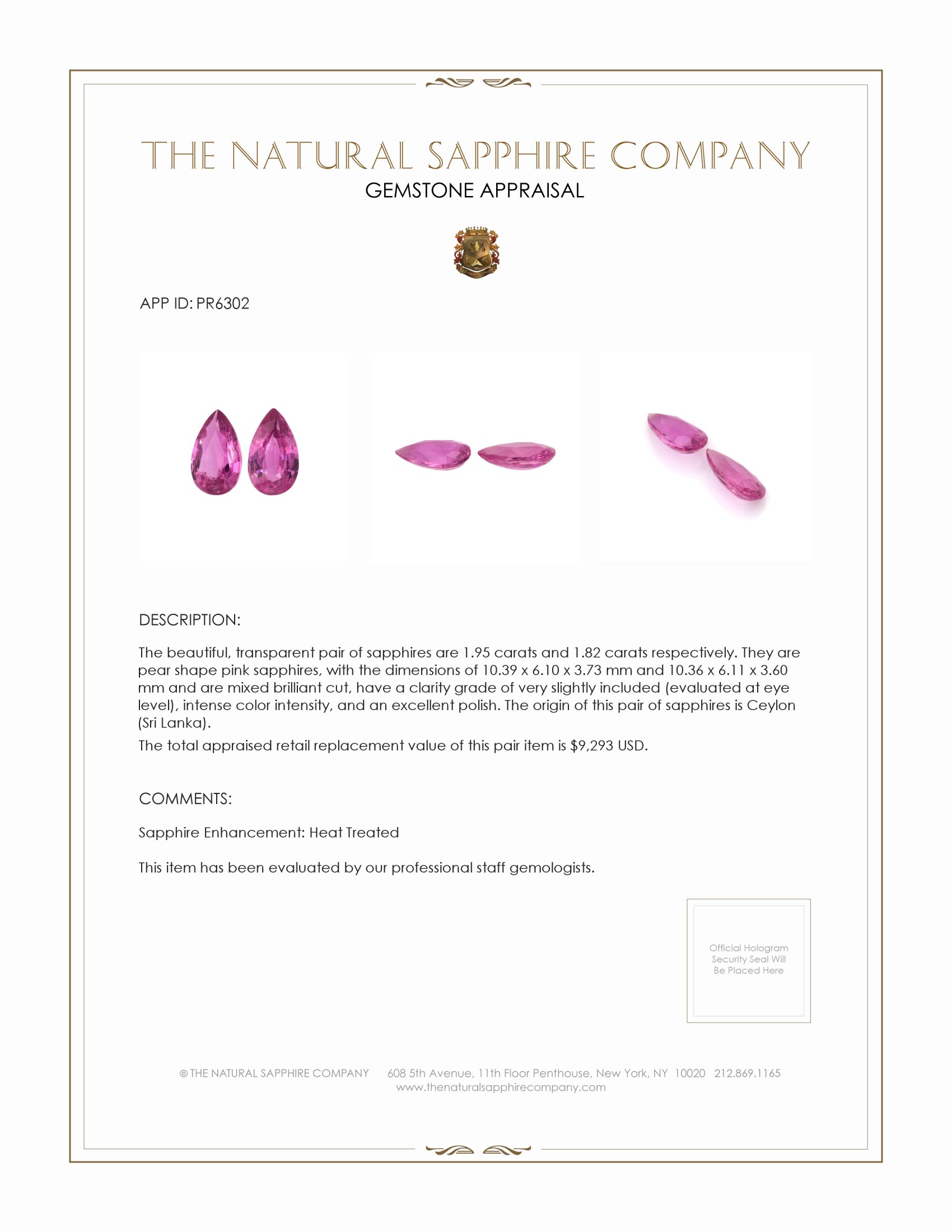 3.77 Ct.Tw. Pink Sapphire Pair from Ceylon (Sri Lanka)