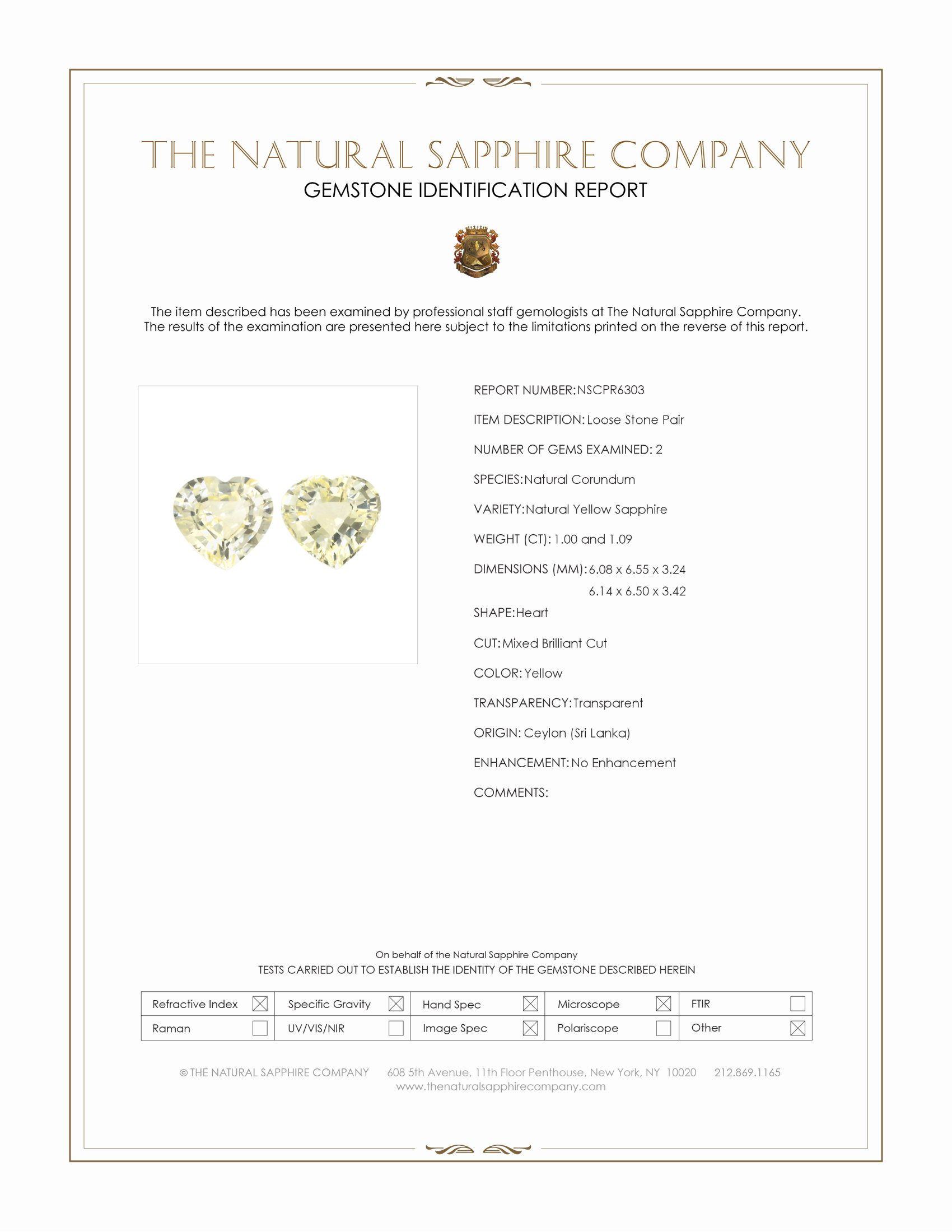 2.09 Ct.Tw. Yellow Sapphire Pair from Ceylon (Sri Lanka)