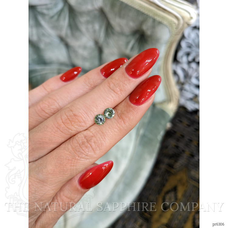 1.43 Ct.Tw. Green Sapphire Pair from Montana