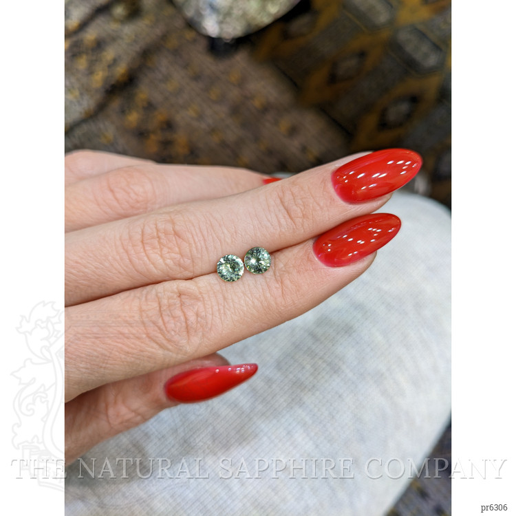 1.43 Ct.Tw. Green Sapphire Pair from Montana