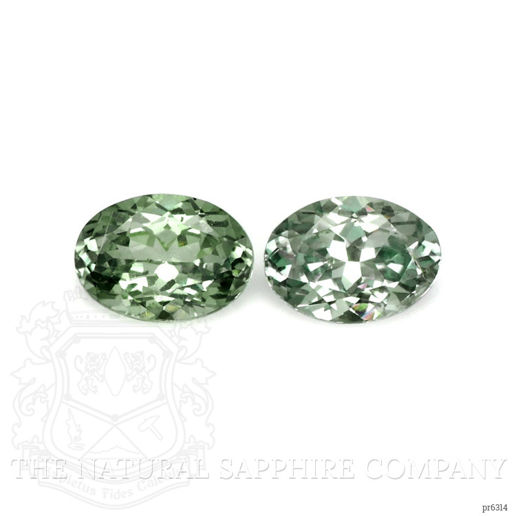 2.10 Ct.Tw. Green Sapphire Pair from Montana
