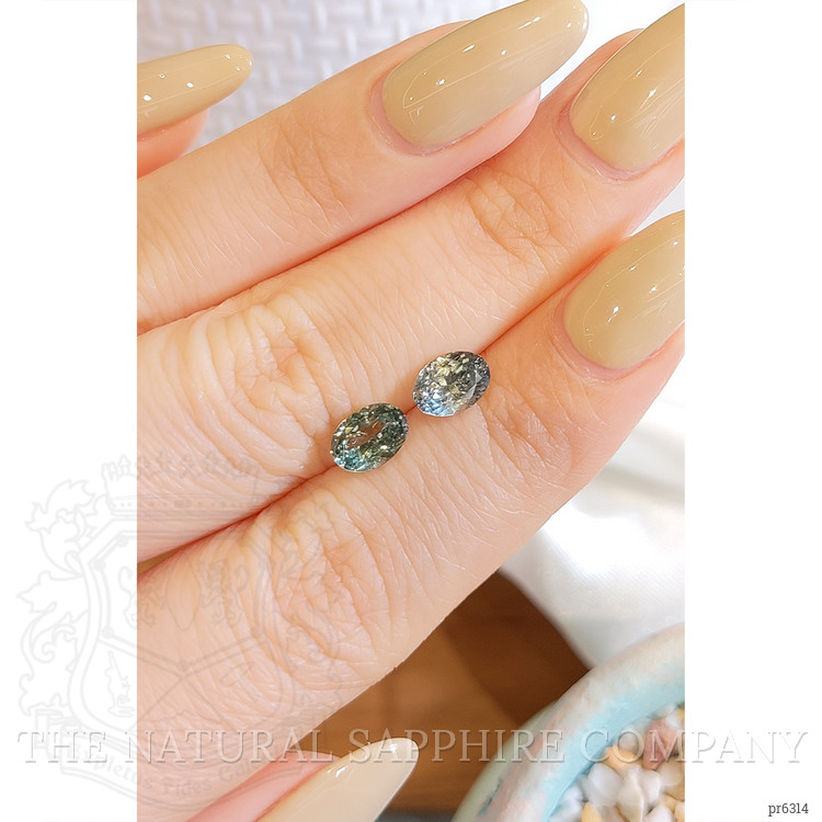 2.10 Ct.Tw. Green Sapphire Pair from Montana