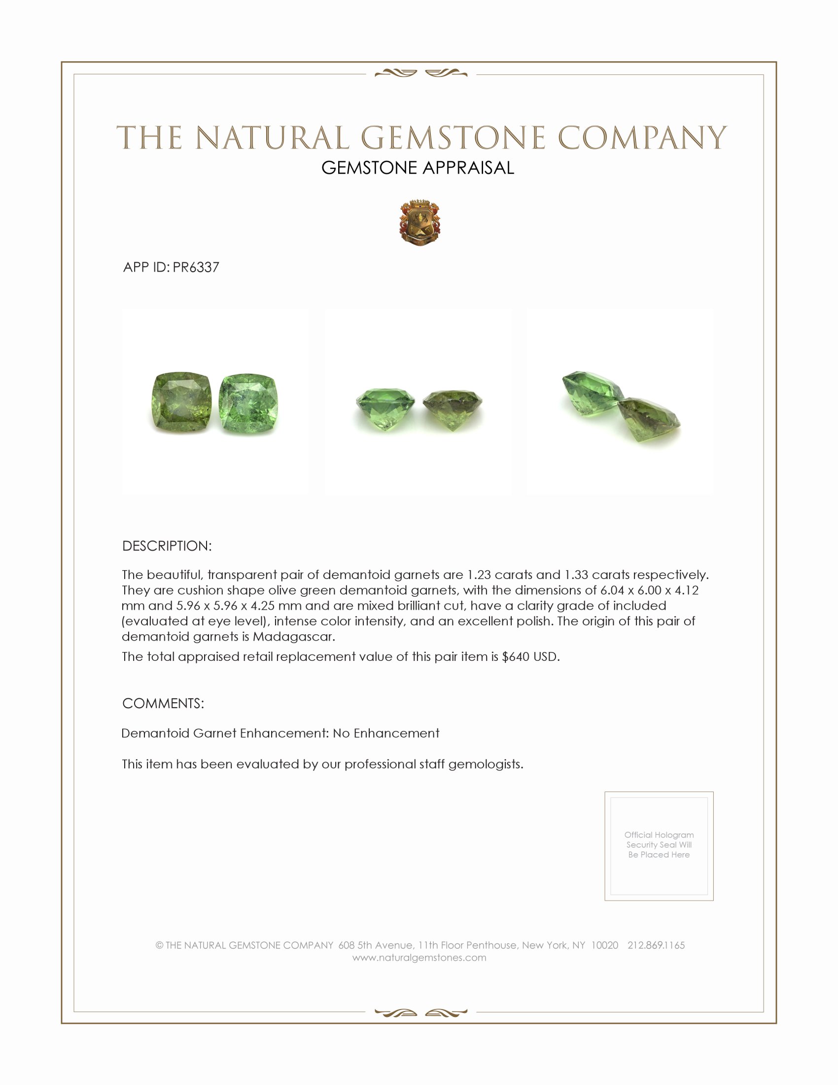 2.56 Ct.Tw. Demantoid Garnet Pair from Madagascar