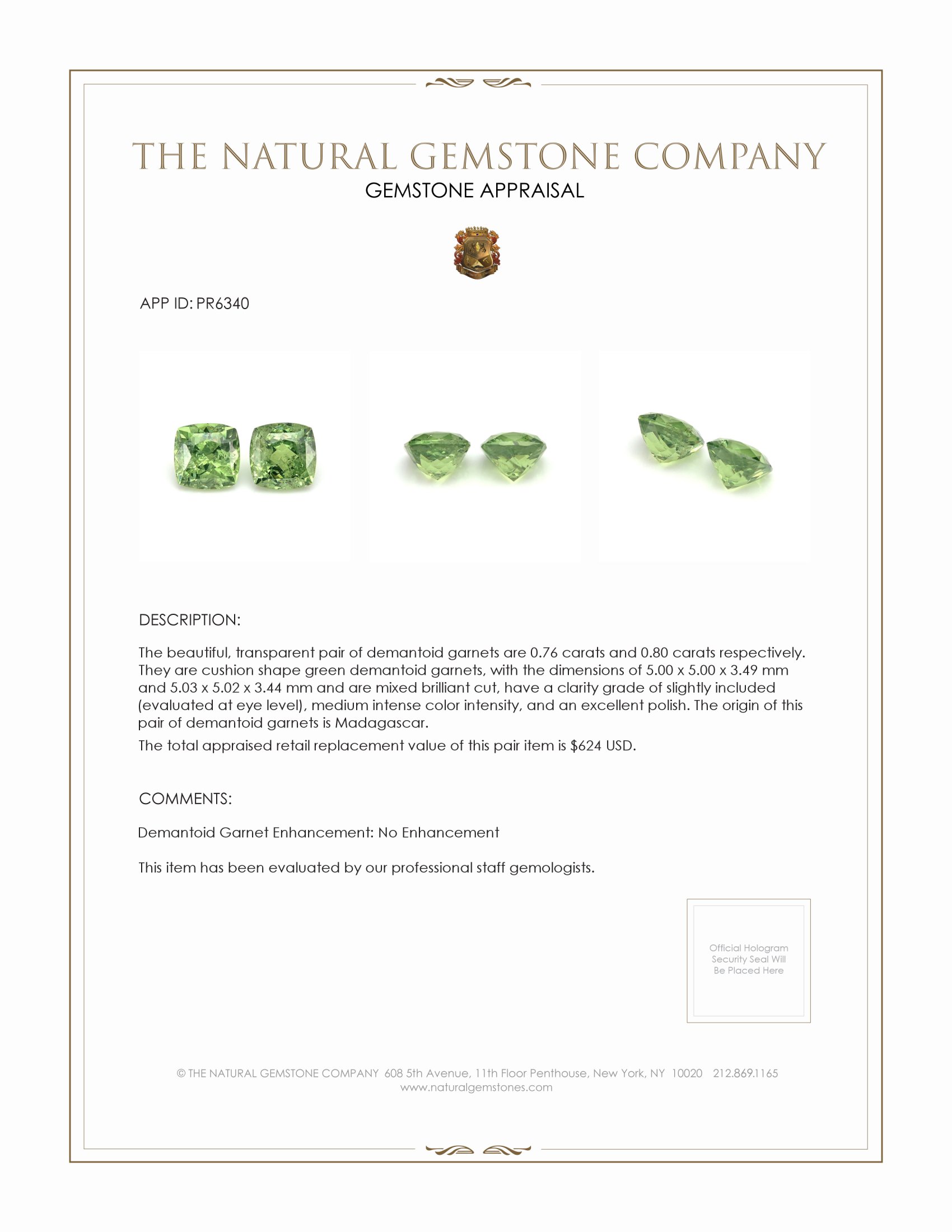 1.56 Ct.Tw. Demantoid Garnet Pair from Madagascar