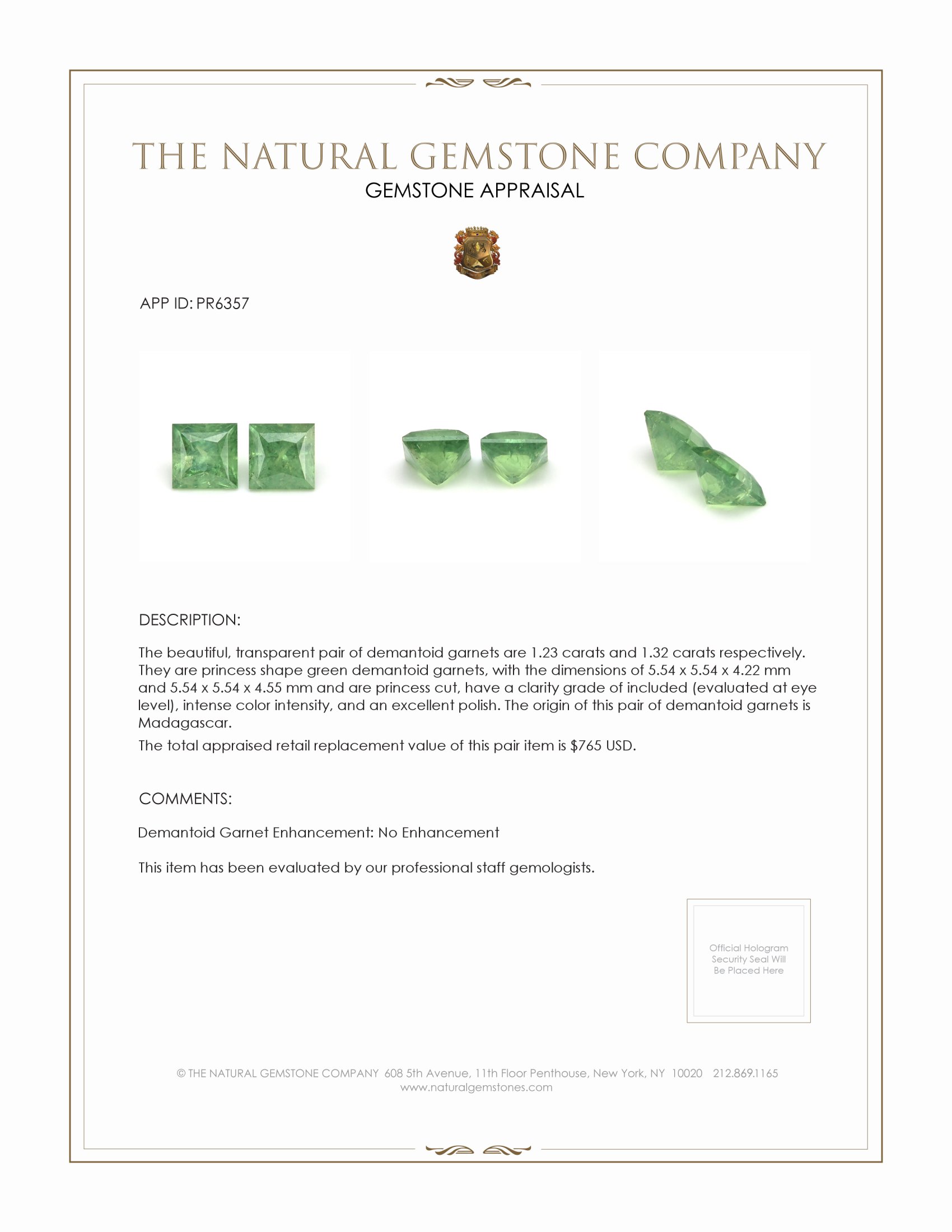 2.55 Ct.Tw. Demantoid Garnet Pair from Madagascar