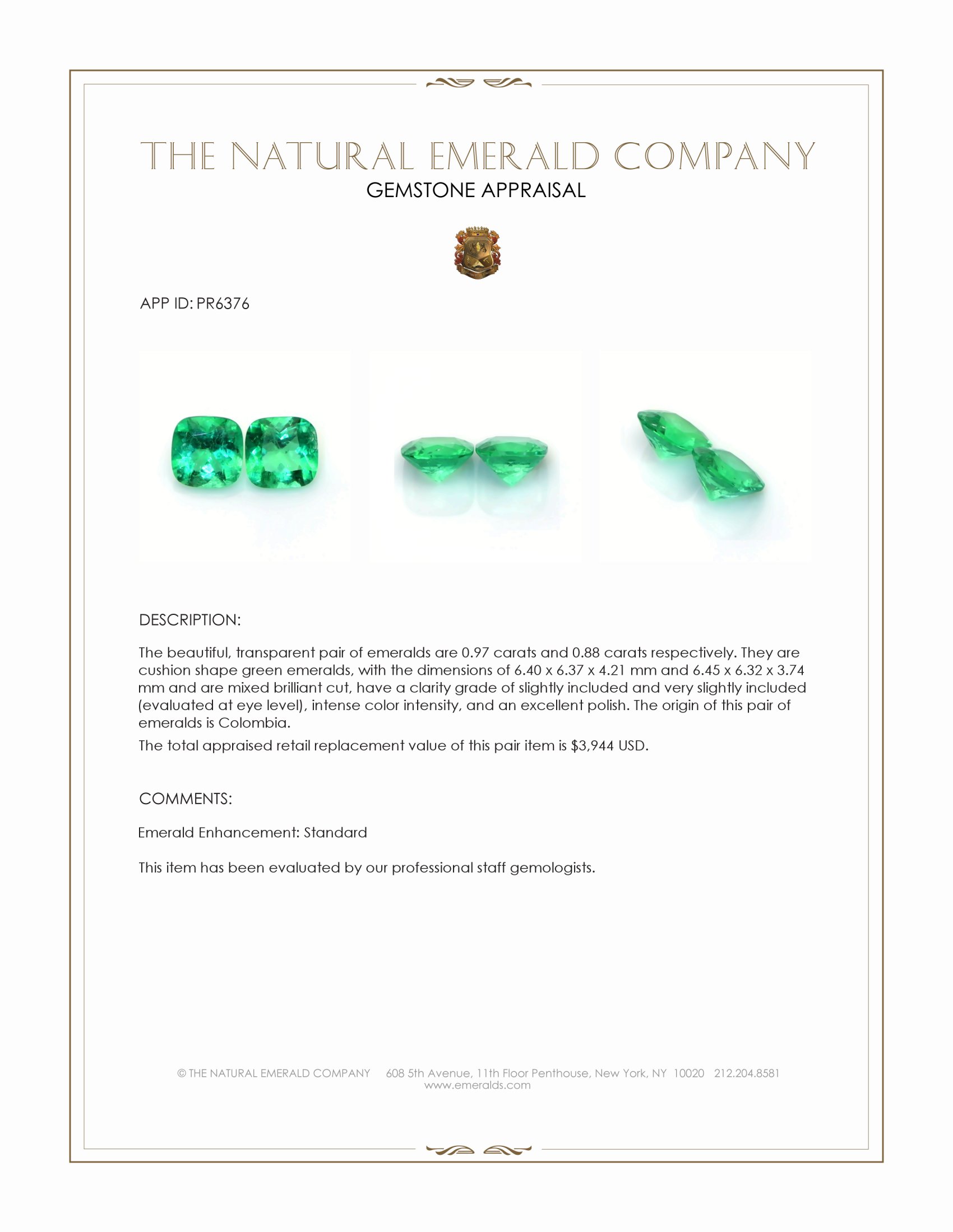 1.85 Ct.Tw. Emerald Pair from Colombia