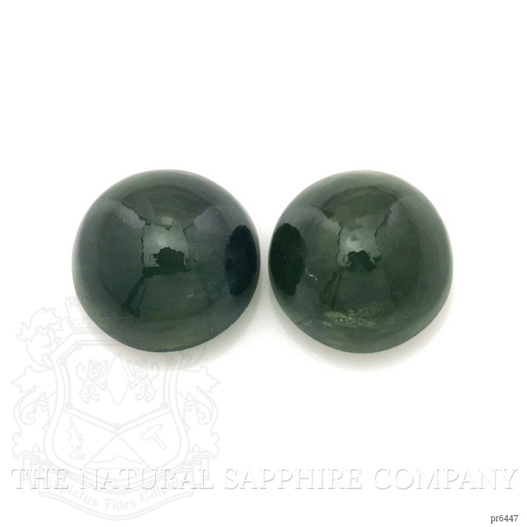 5.75 Ct.Tw. Green Cabochon Sapphire Pair from Ceylon (Sri Lanka)