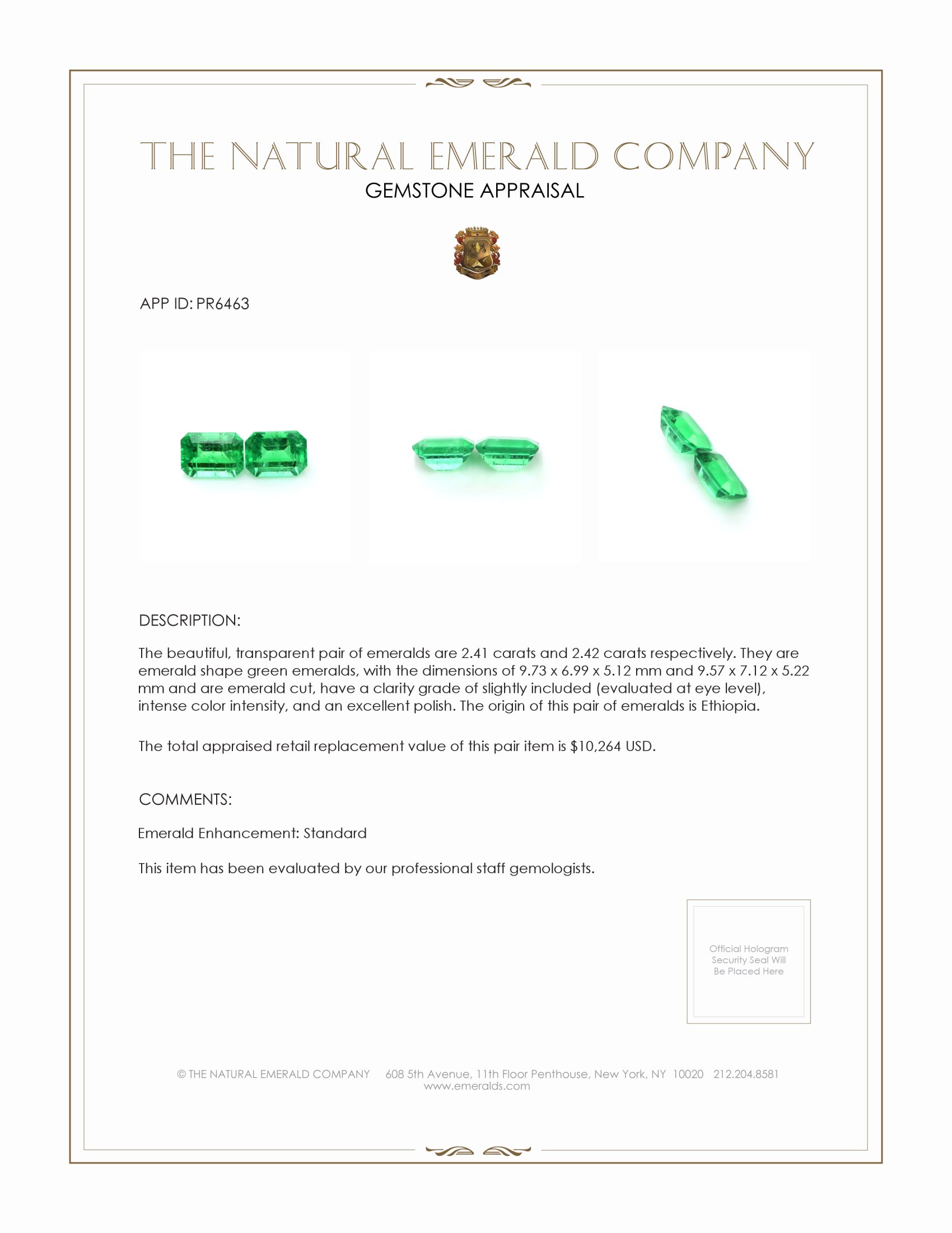 4.83 Ct.Tw. Emerald Pair from Ethiopia