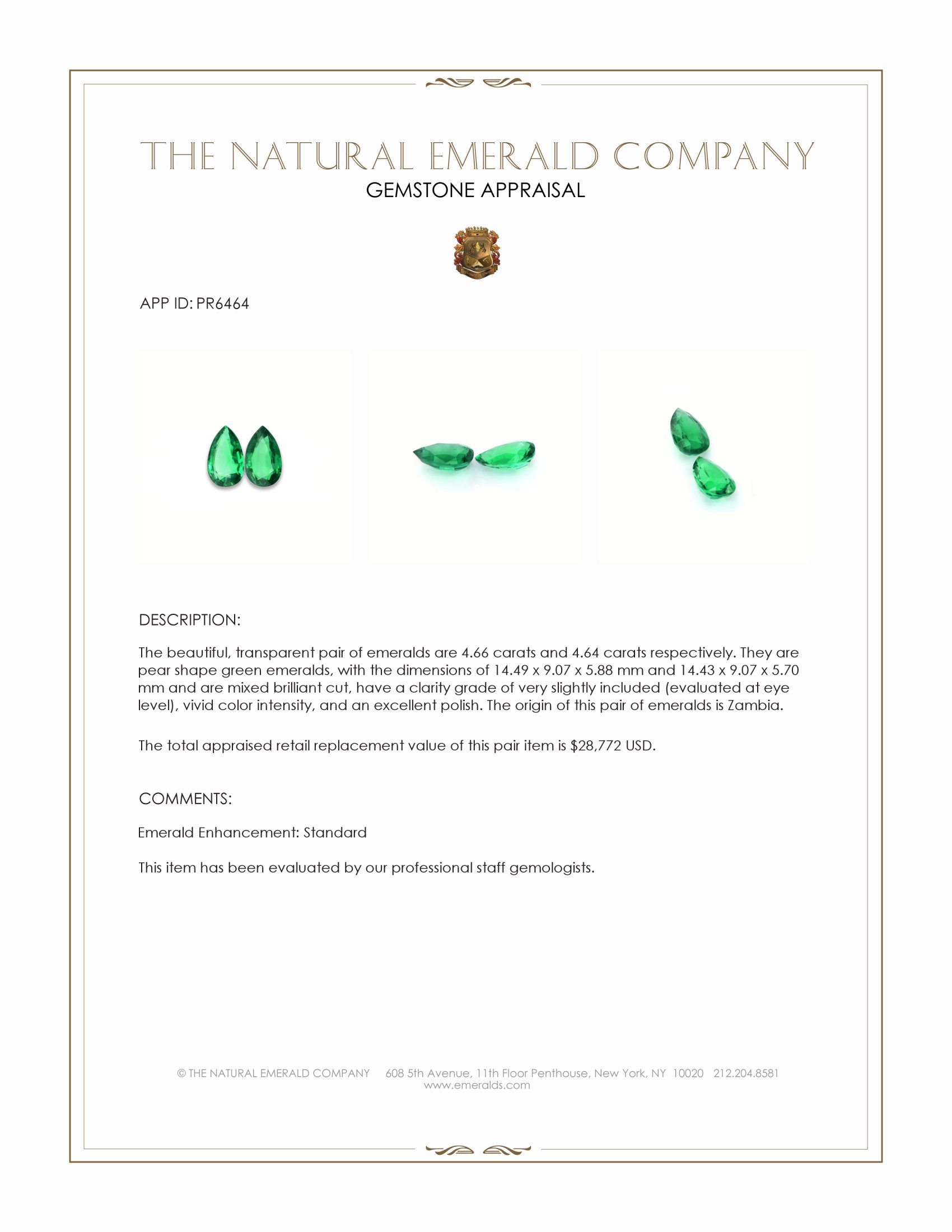 9.30 Ct.Tw. Emerald Pair from Zambia