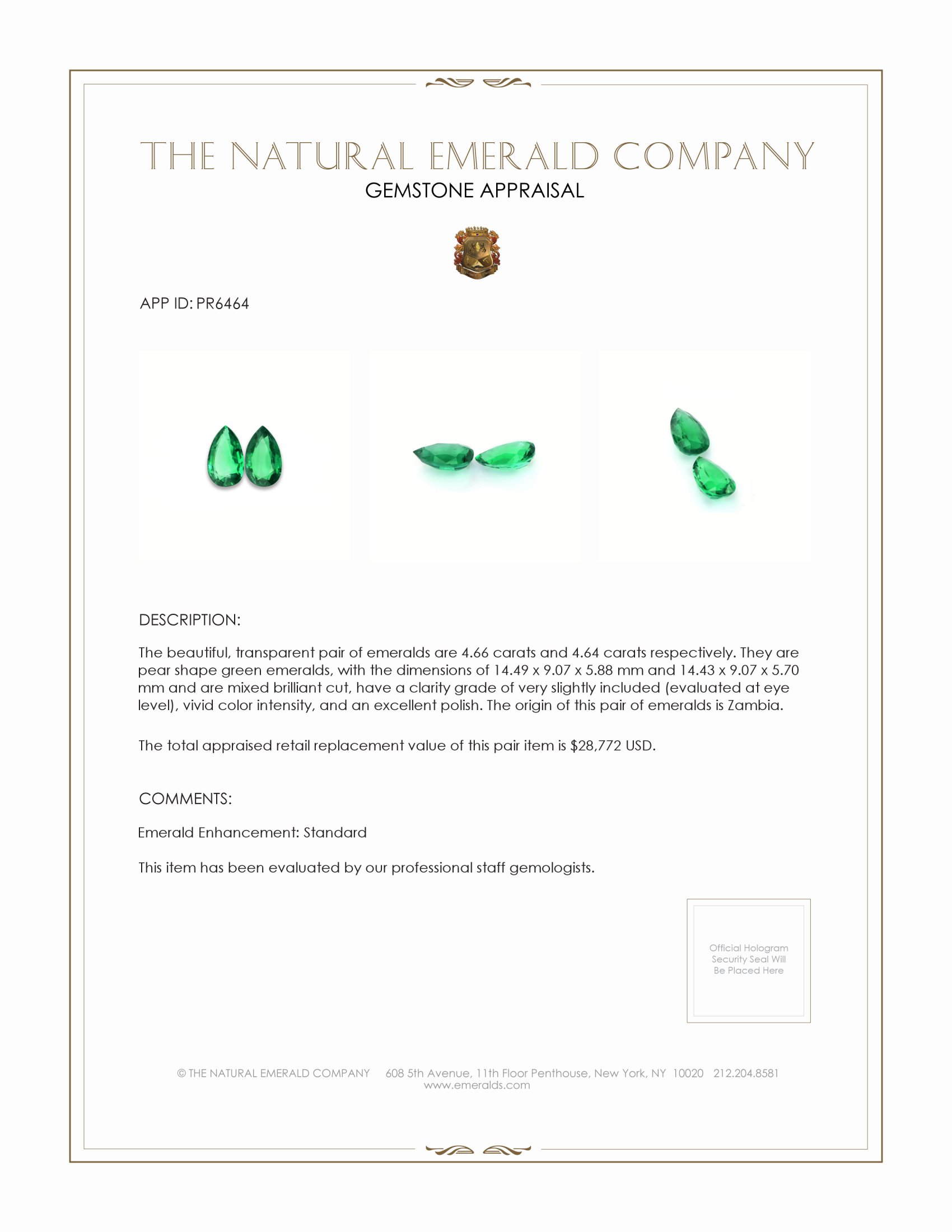 9.30 Ct.Tw. Emerald Pair from Zambia