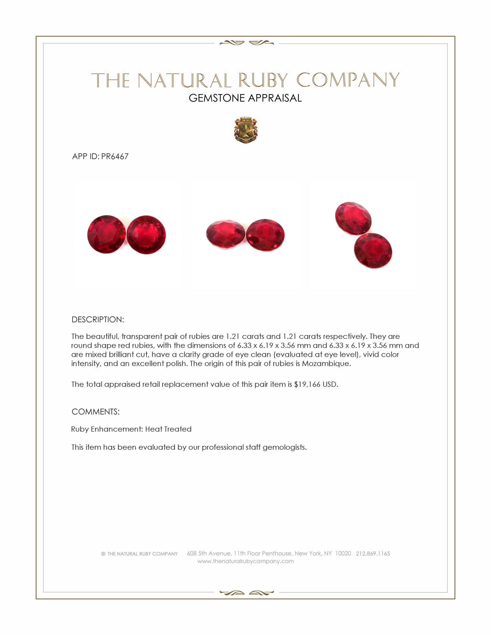 2.42 Ct.Tw. Ruby Pair from Mozambique