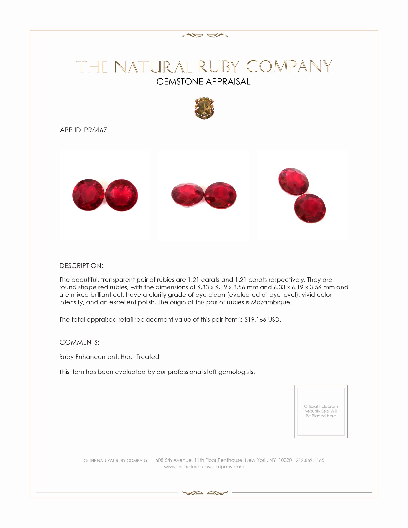 2.42 Ct.Tw. Ruby Pair from Mozambique