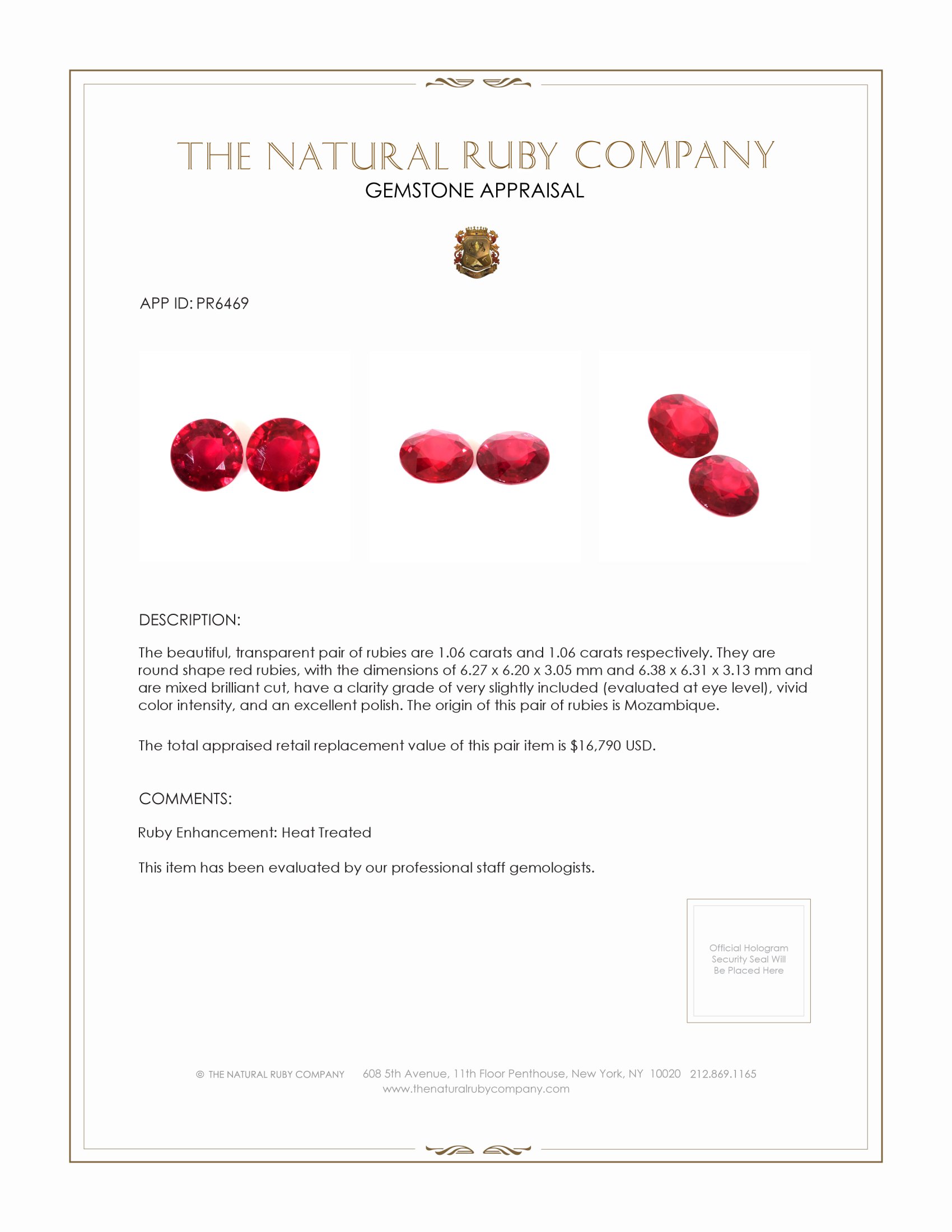 2.12 Ct.Tw. Ruby Pair from Mozambique