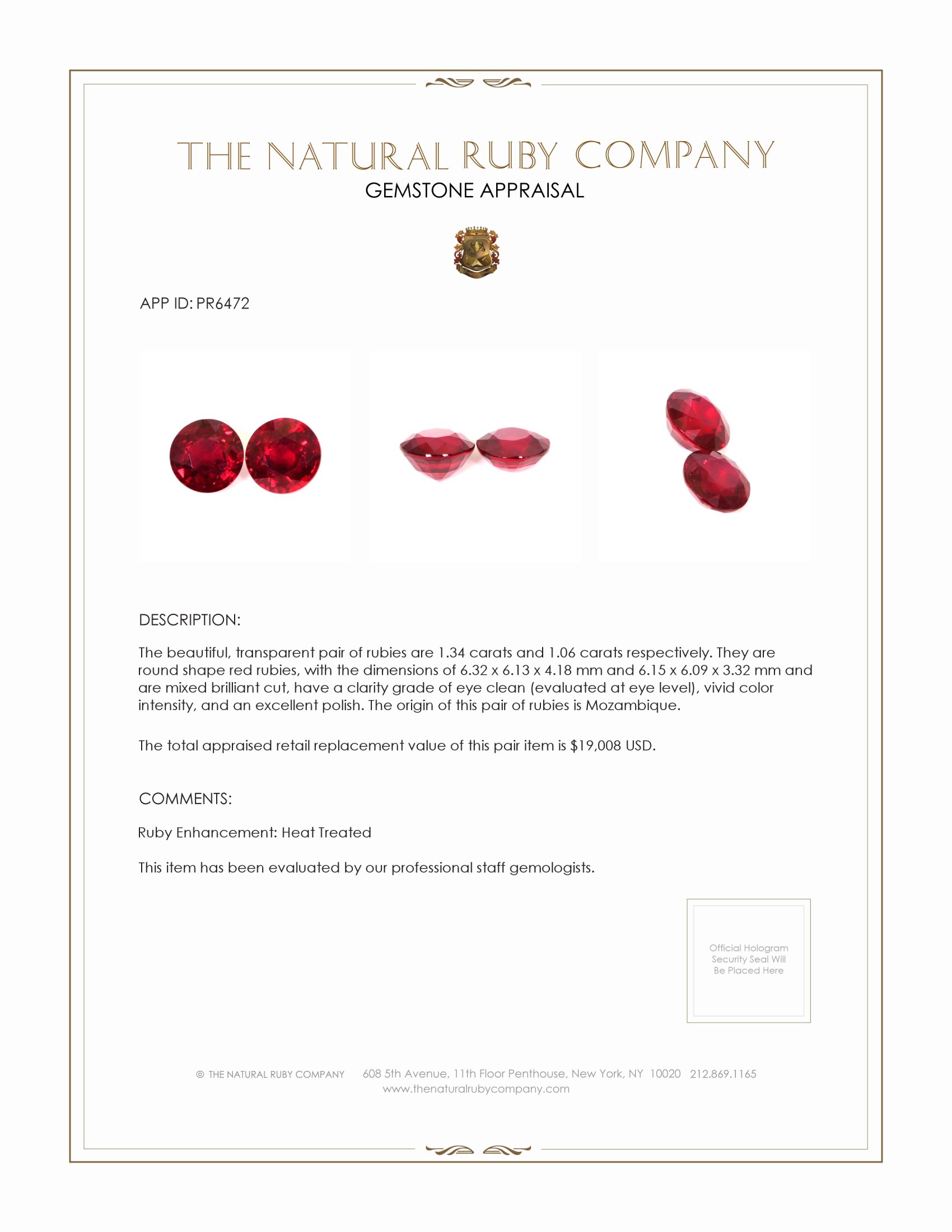 2.40 Ct.Tw. Ruby Pair from Mozambique