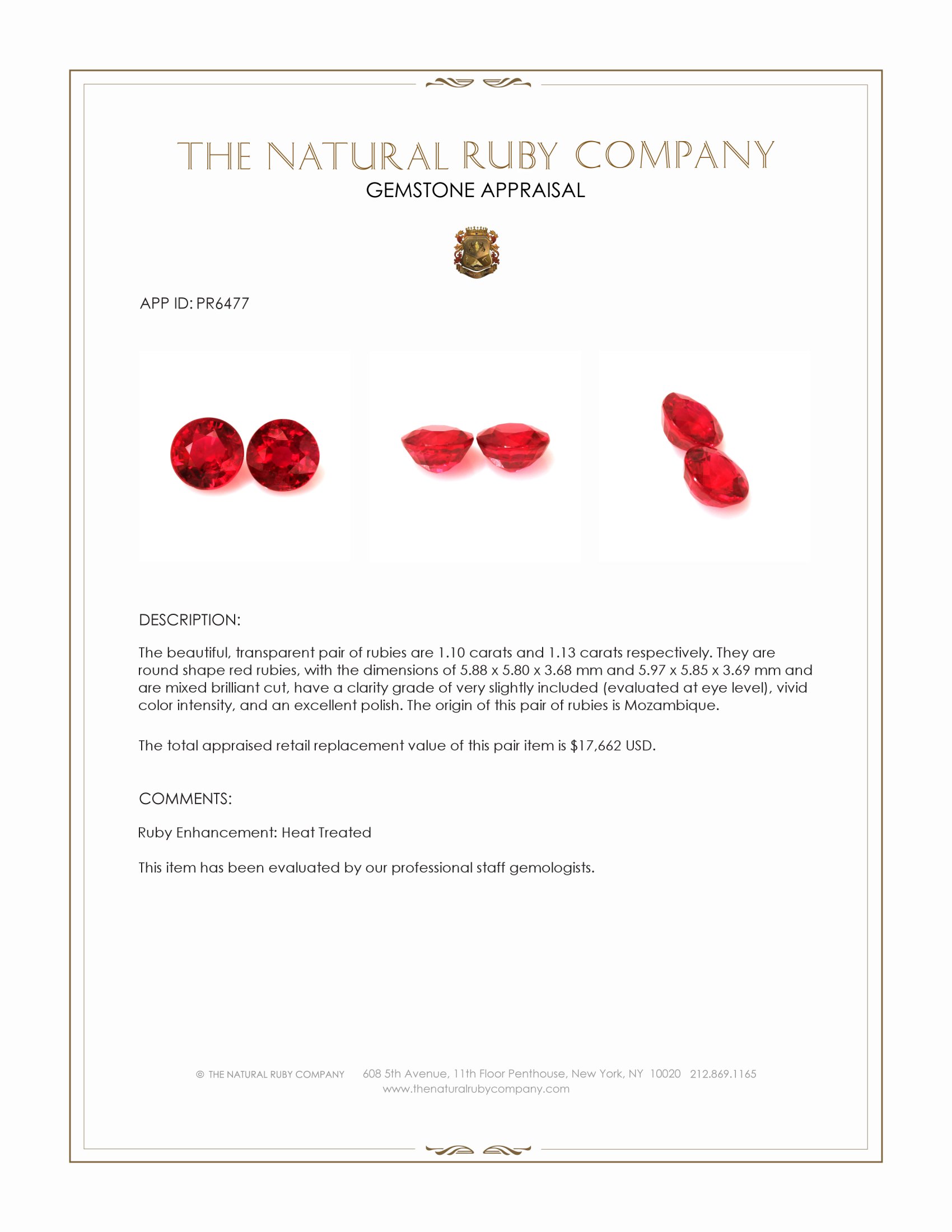 2.23 Ct.Tw. Ruby Pair from Mozambique