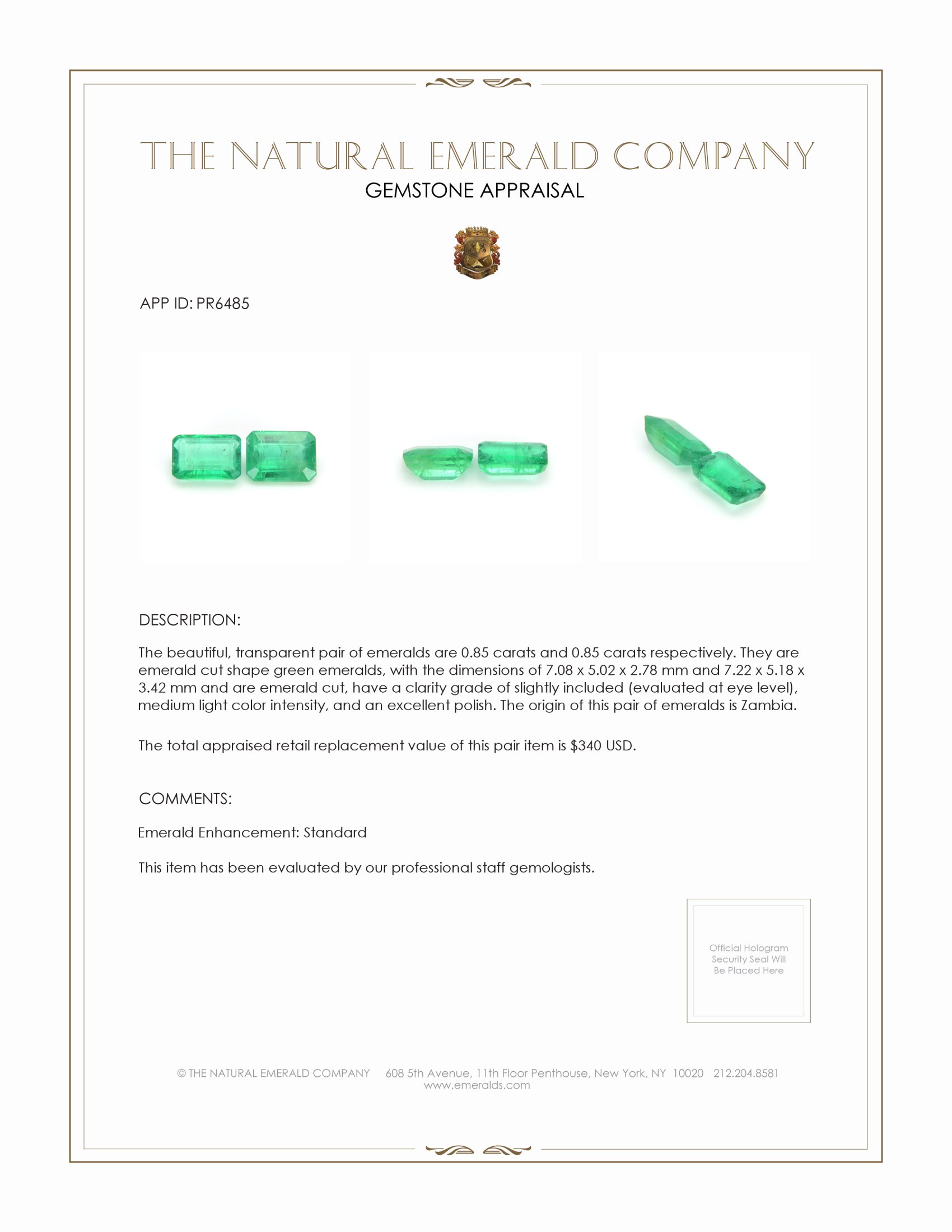 1.70 Ct.Tw. Emerald Pair from Zambia