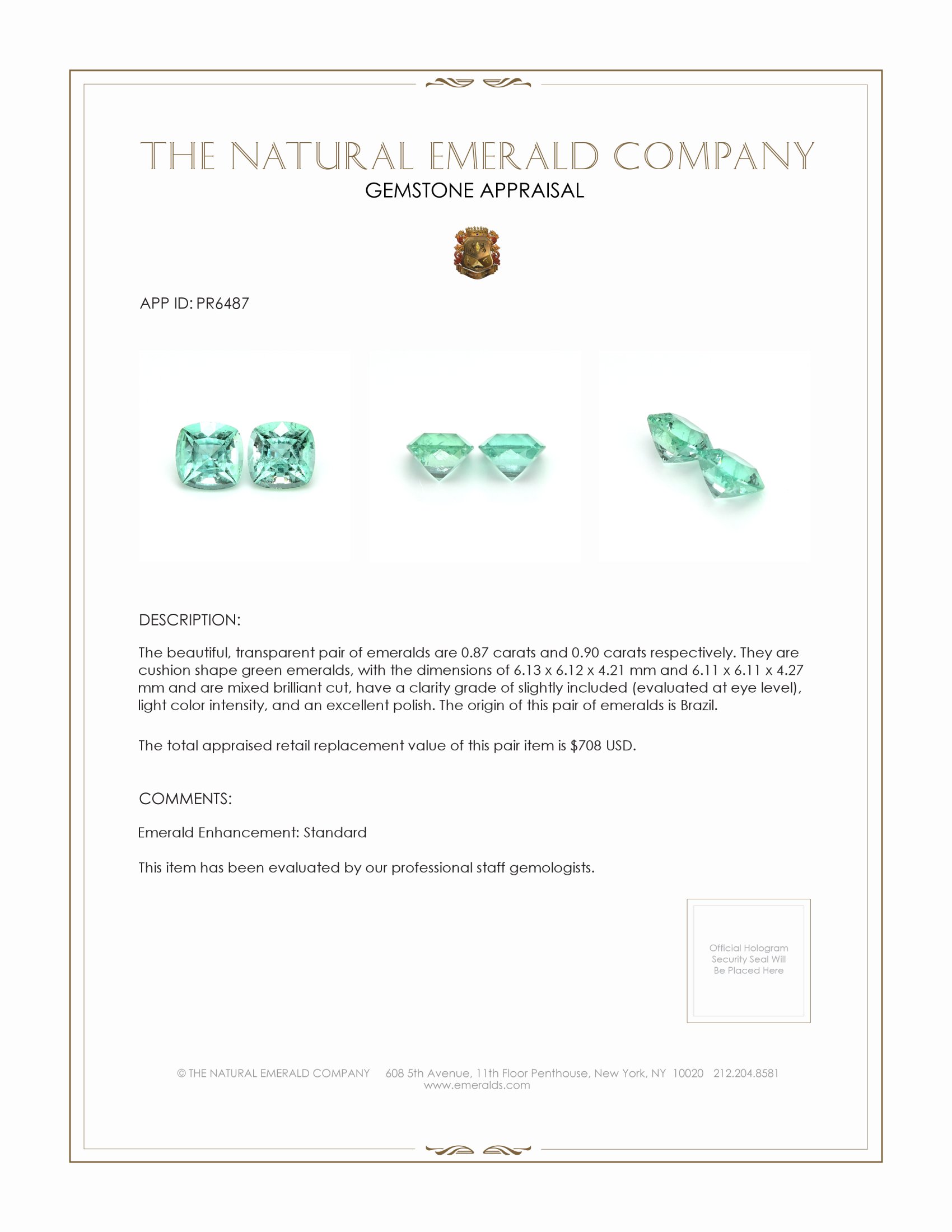 1.77 Ct.Tw. Emerald Pair from Brazil