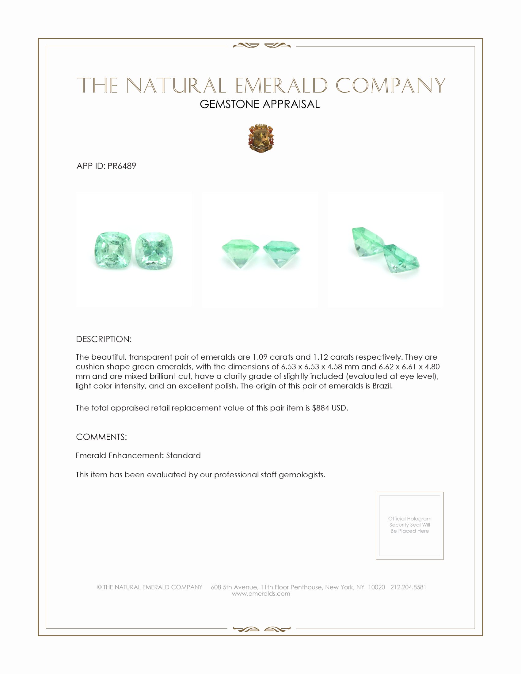 2.21 Ct.Tw. Emerald Pair from Brazil