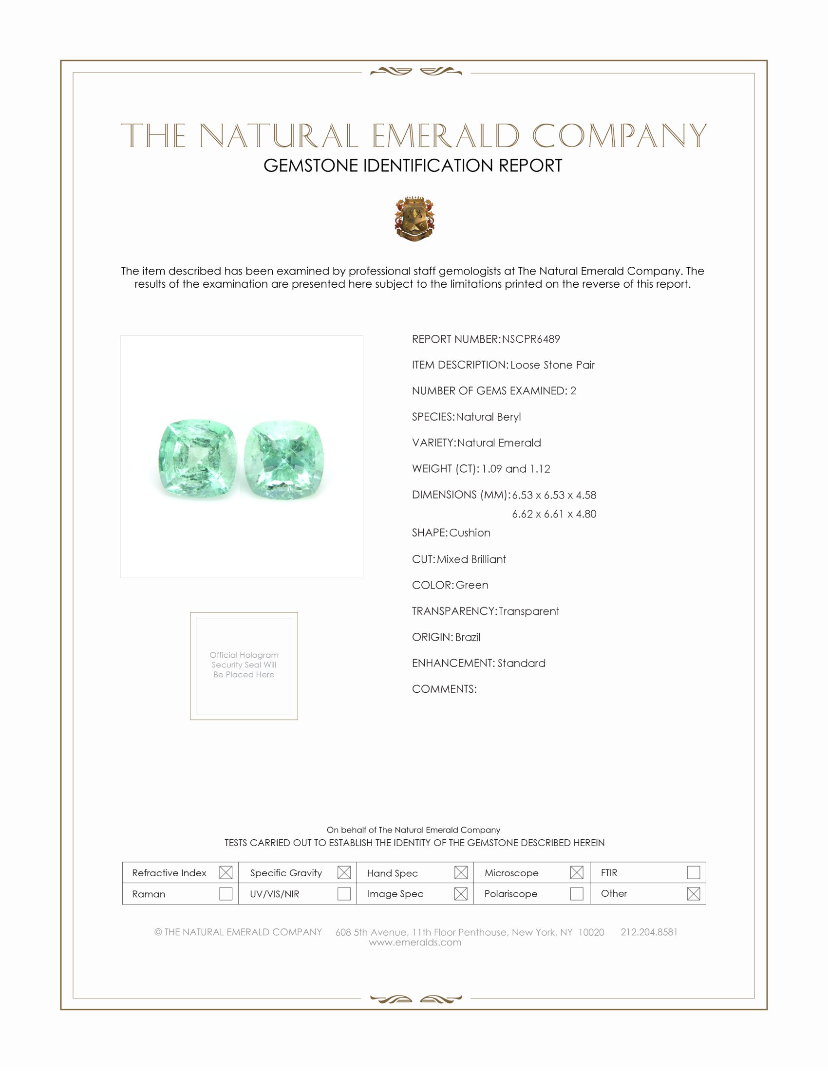 2.21 Ct.Tw. Emerald Pair from Brazil