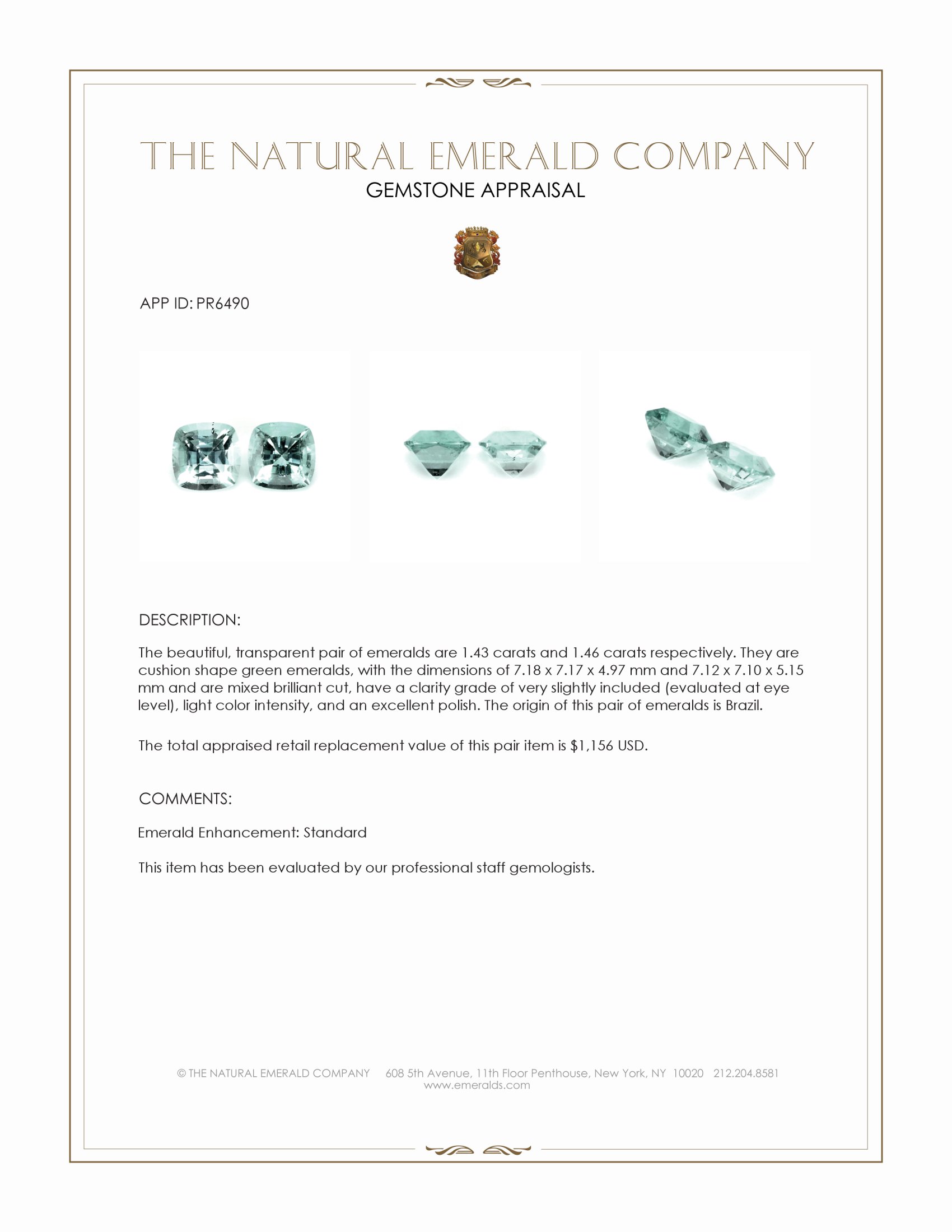 2.89 Ct.Tw. Emerald Pair from Brazil