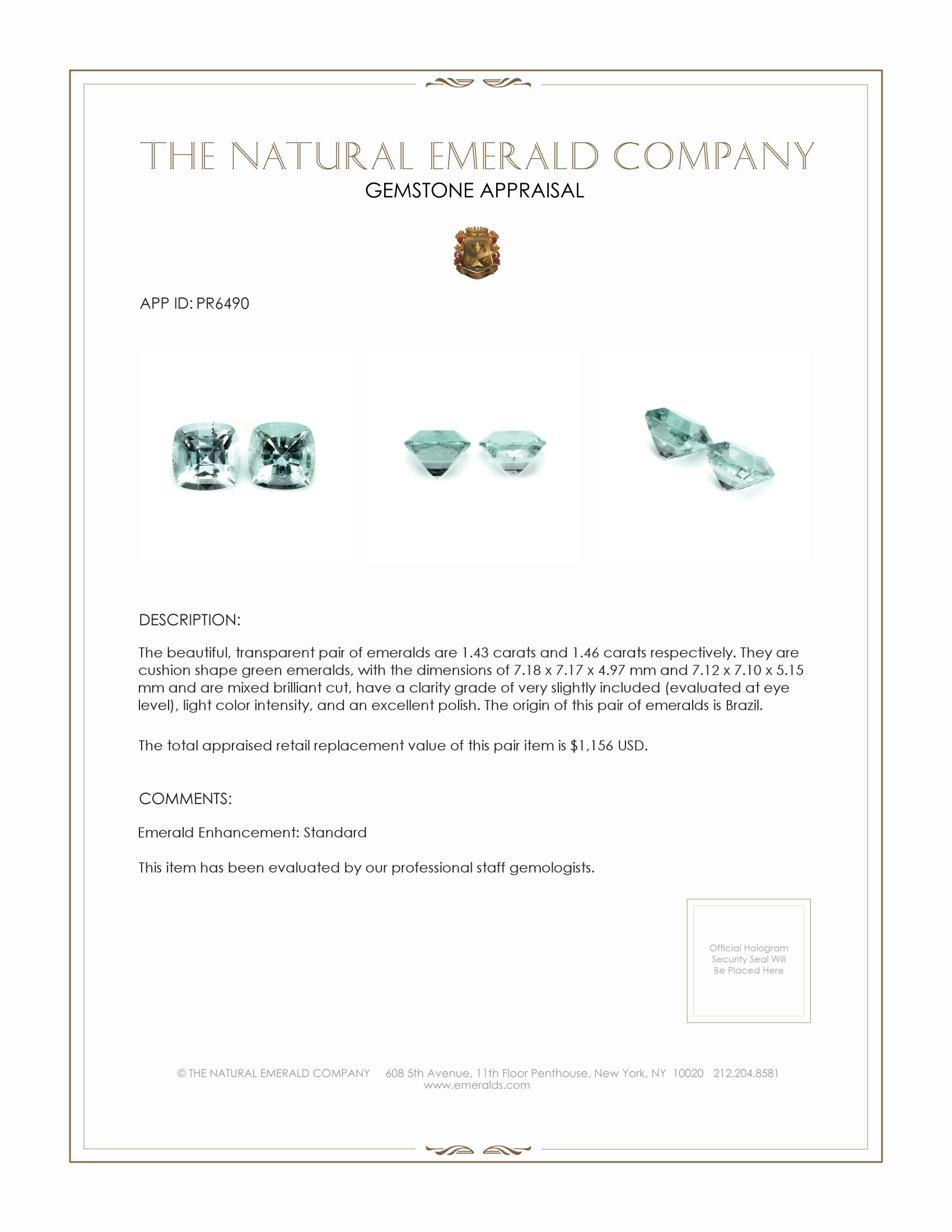 2.89 Ct.Tw. Emerald Pair from Brazil