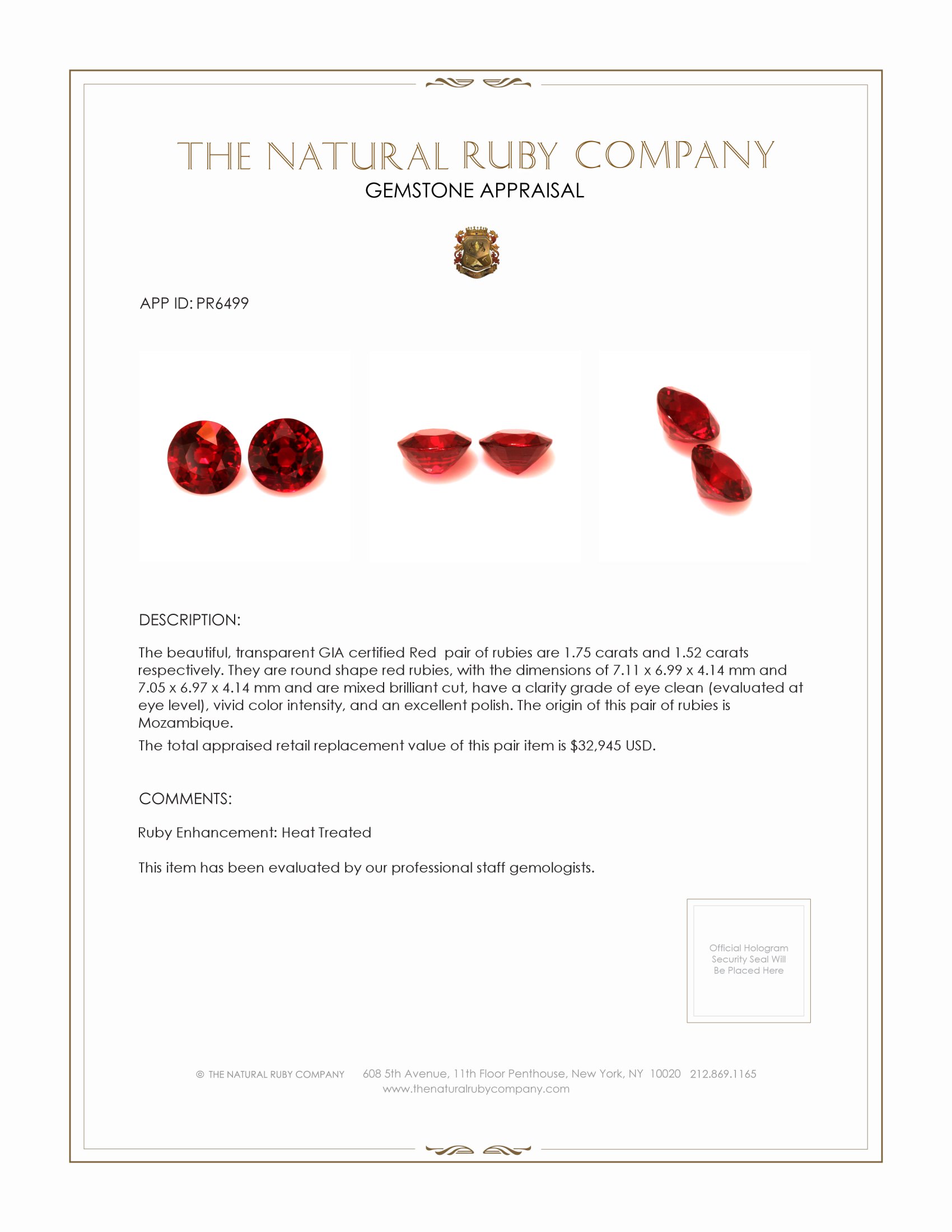 3.27 Ct.Tw. Ruby Pair from Mozambique