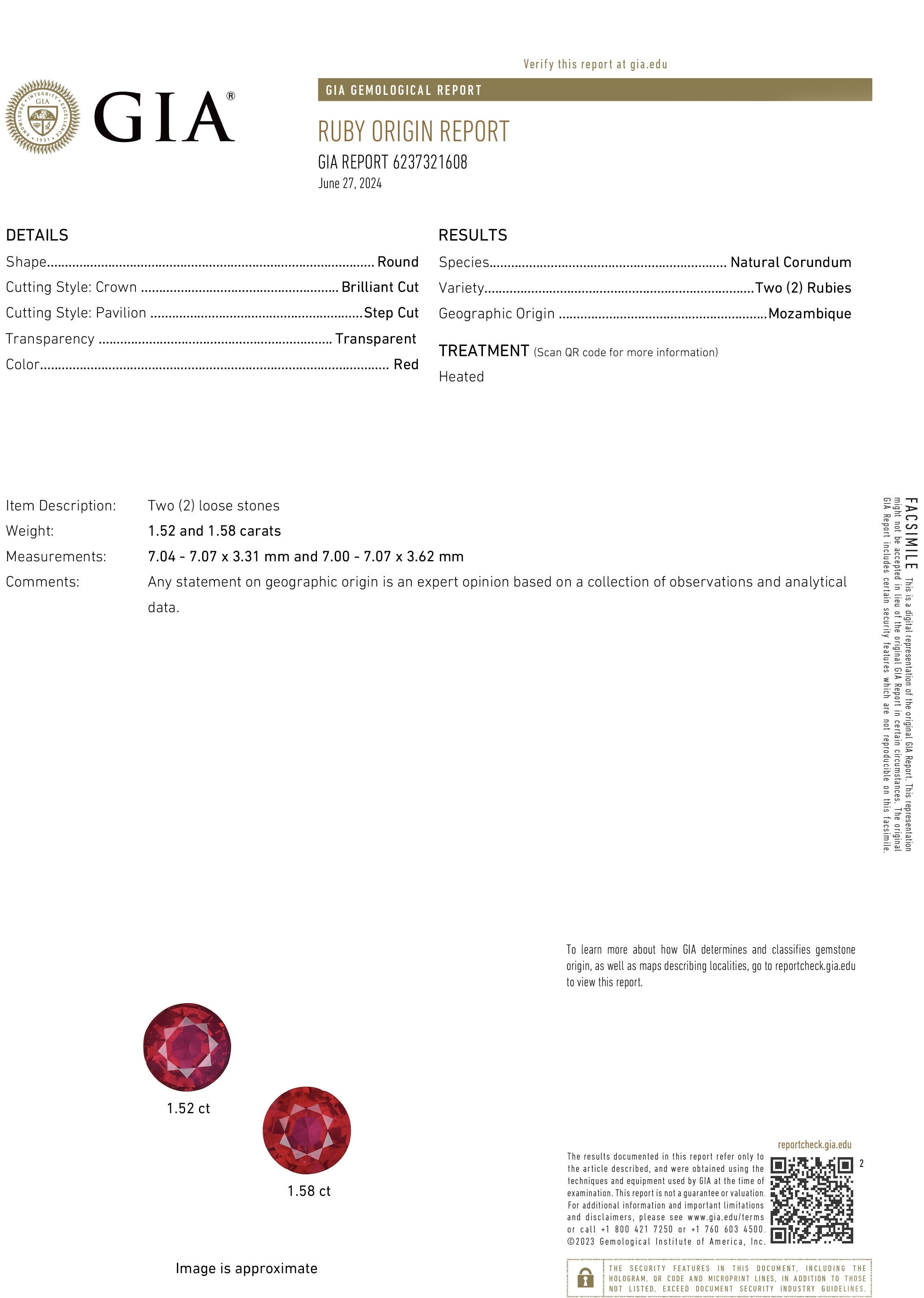 3.11 Ct.Tw. Ruby Pair from Mozambique