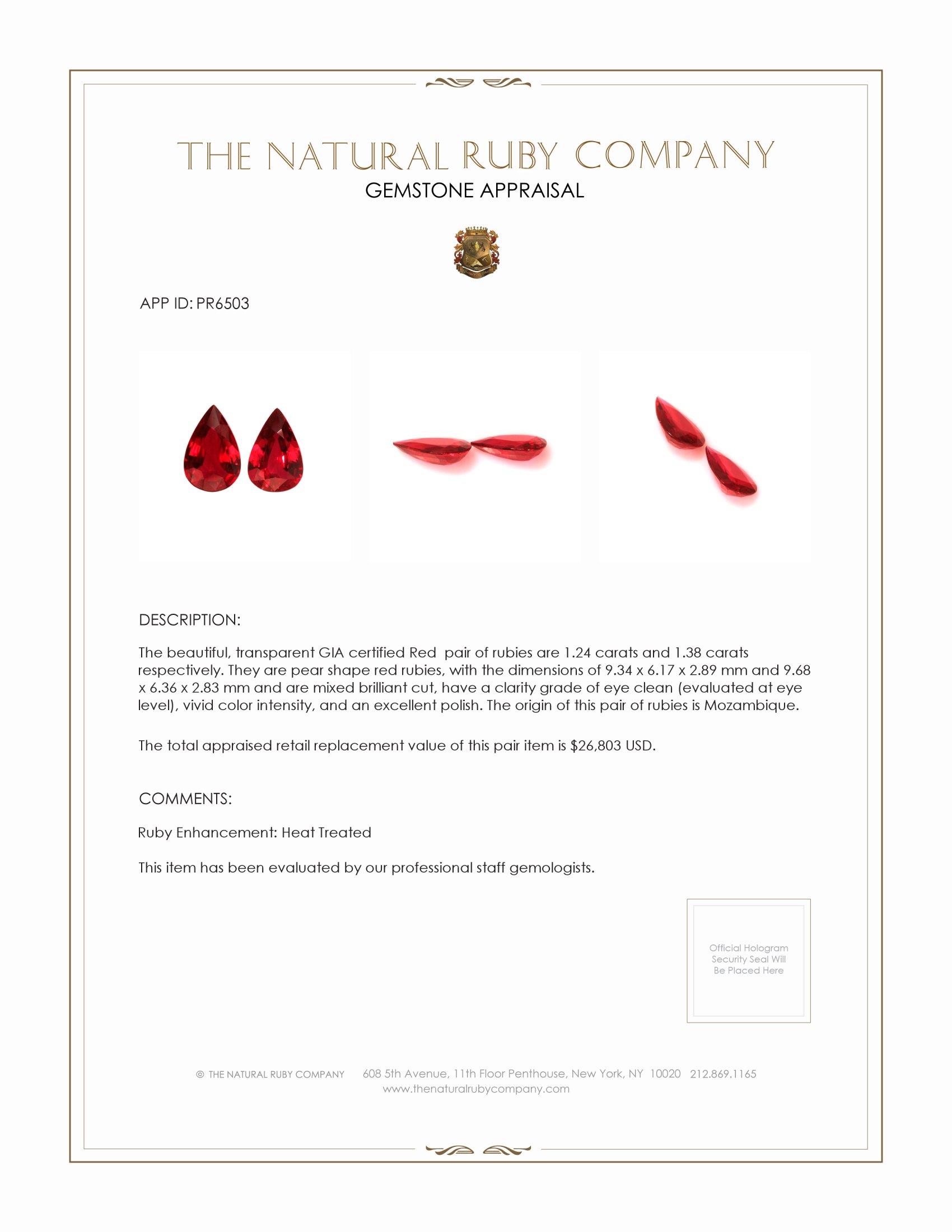 2.62 Ct.Tw. Ruby Pair from Mozambique