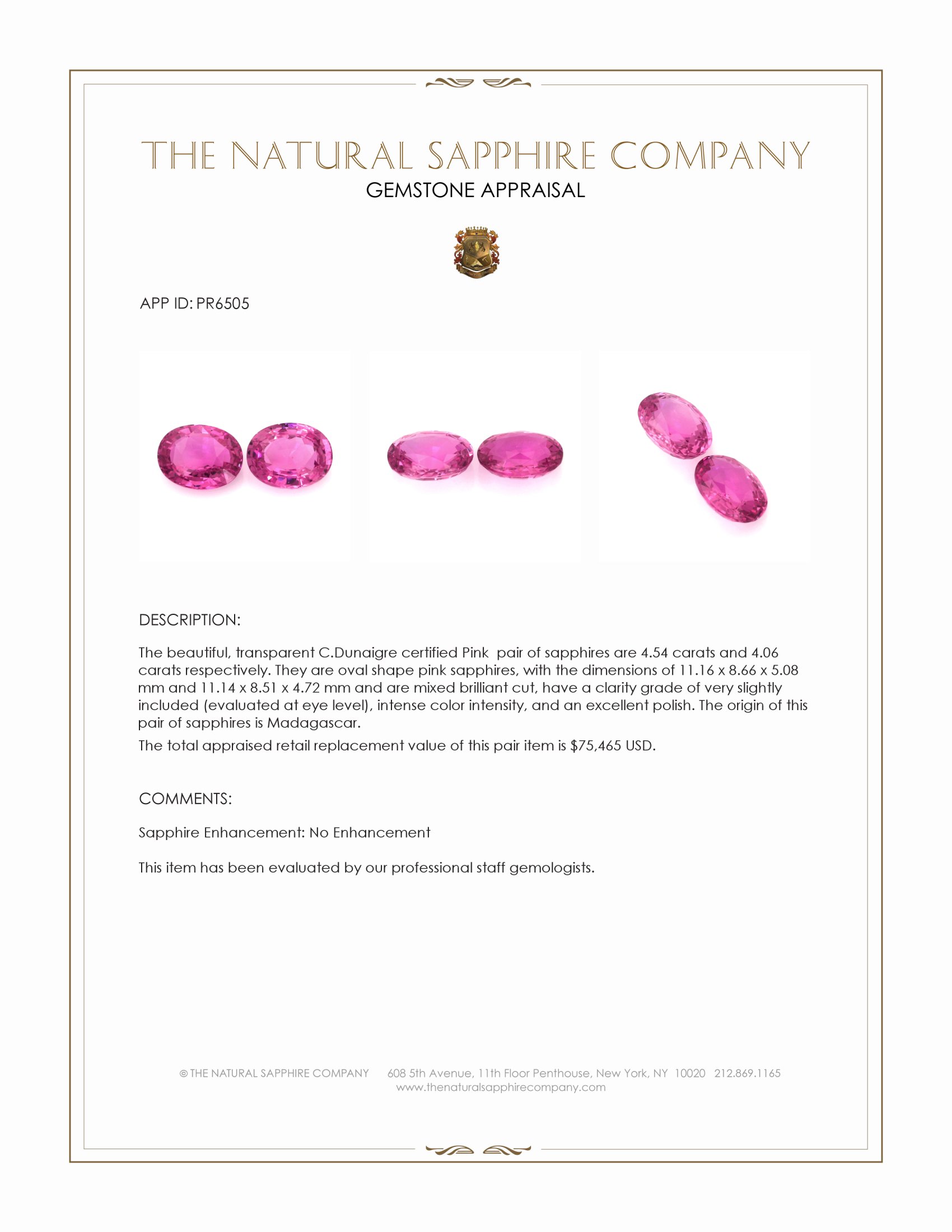 8.60 Ct.Tw. Pink Sapphire Pair from Madagascar