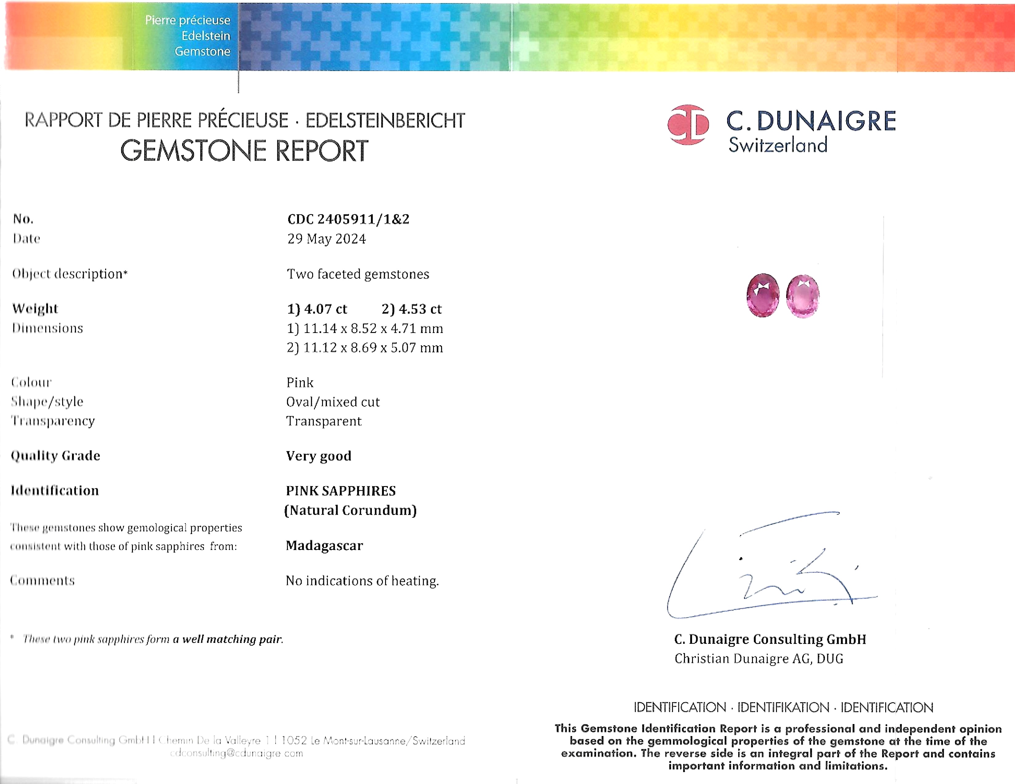 8.60 Ct.Tw. Pink Sapphire Pair from Madagascar