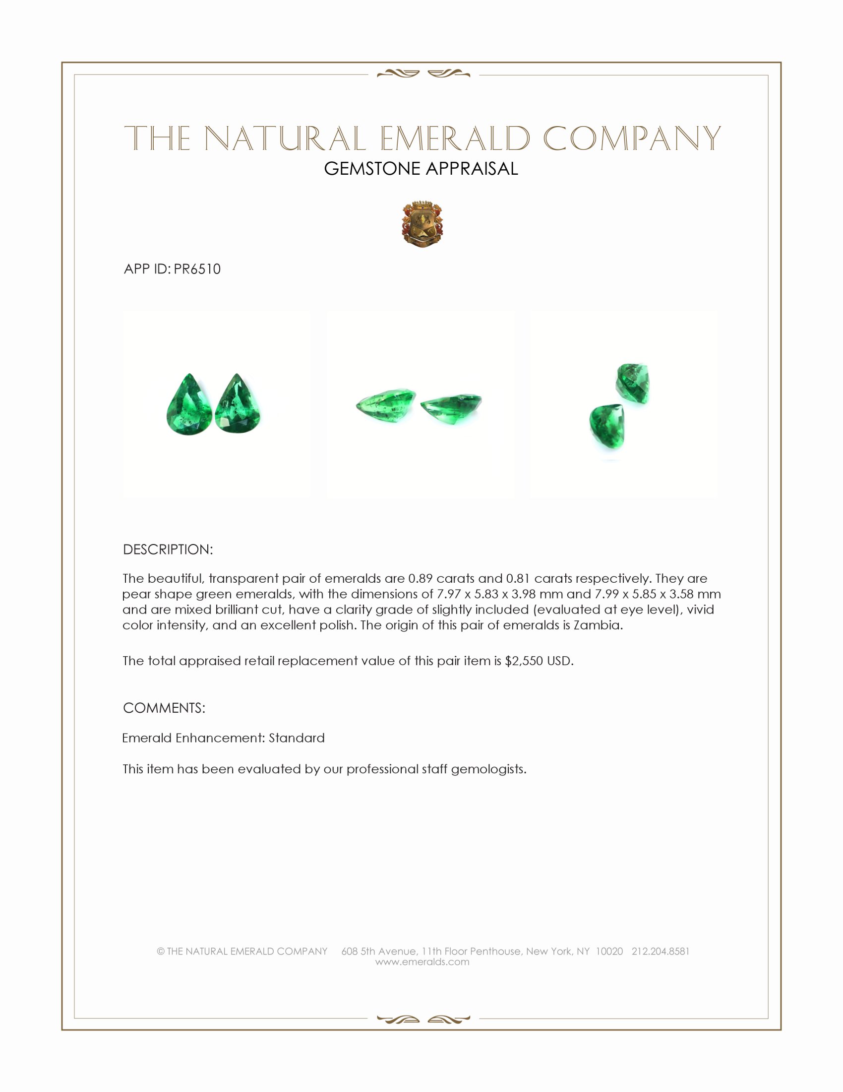 1.70 Ct.Tw. Emerald Pair from Zambia