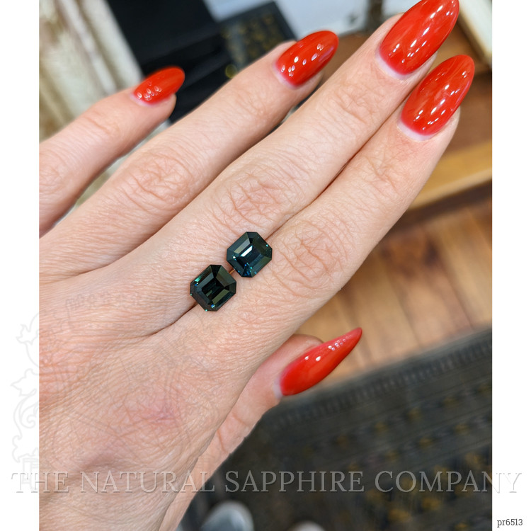 4.92 Ct.Tw. Greenish Blue Sapphire Pair from Ceylon (Sri Lanka)