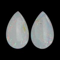 2.57 Ct.Tw.Total Carat Weight Cabochon White Opal Pair from Australia Video