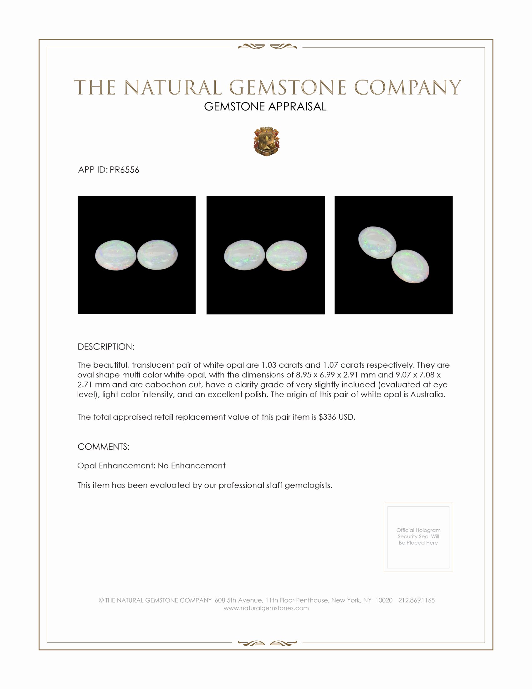 2.10 Ct.Tw. Cabochon Opal Pair from Australia