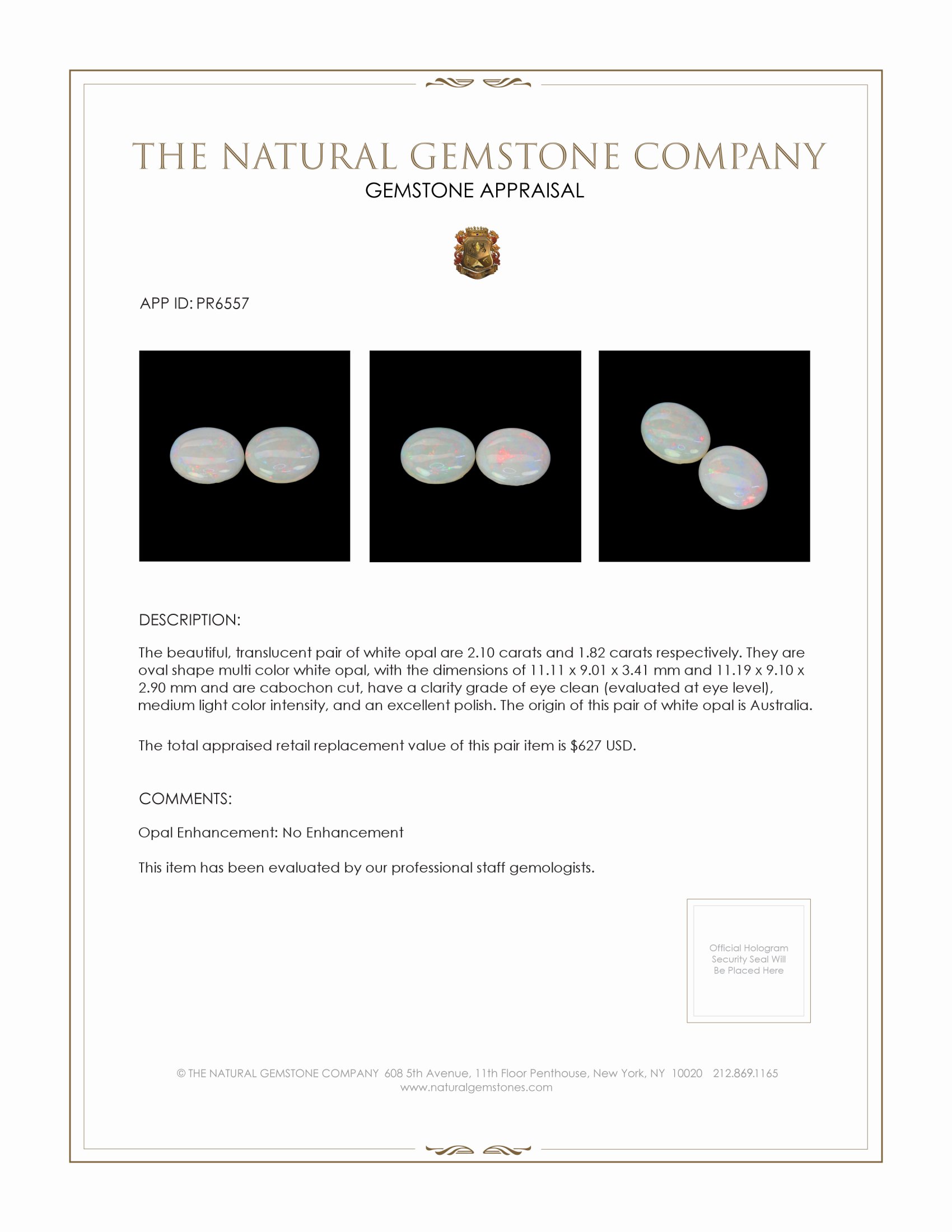 3.92 Ct.Tw. Cabochon Opal Pair from Australia