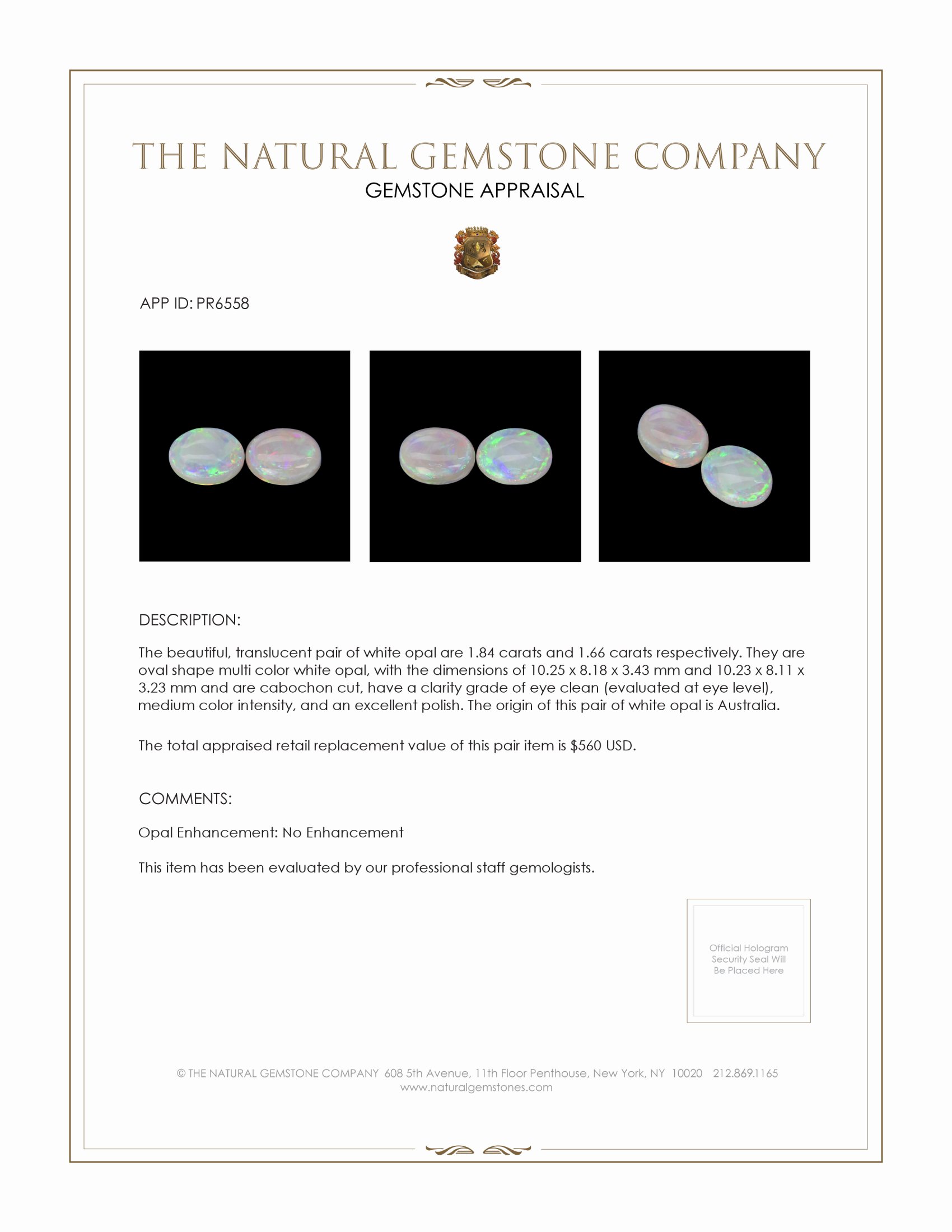 3.50 Ct.Tw. Cabochon Opal Pair from Australia